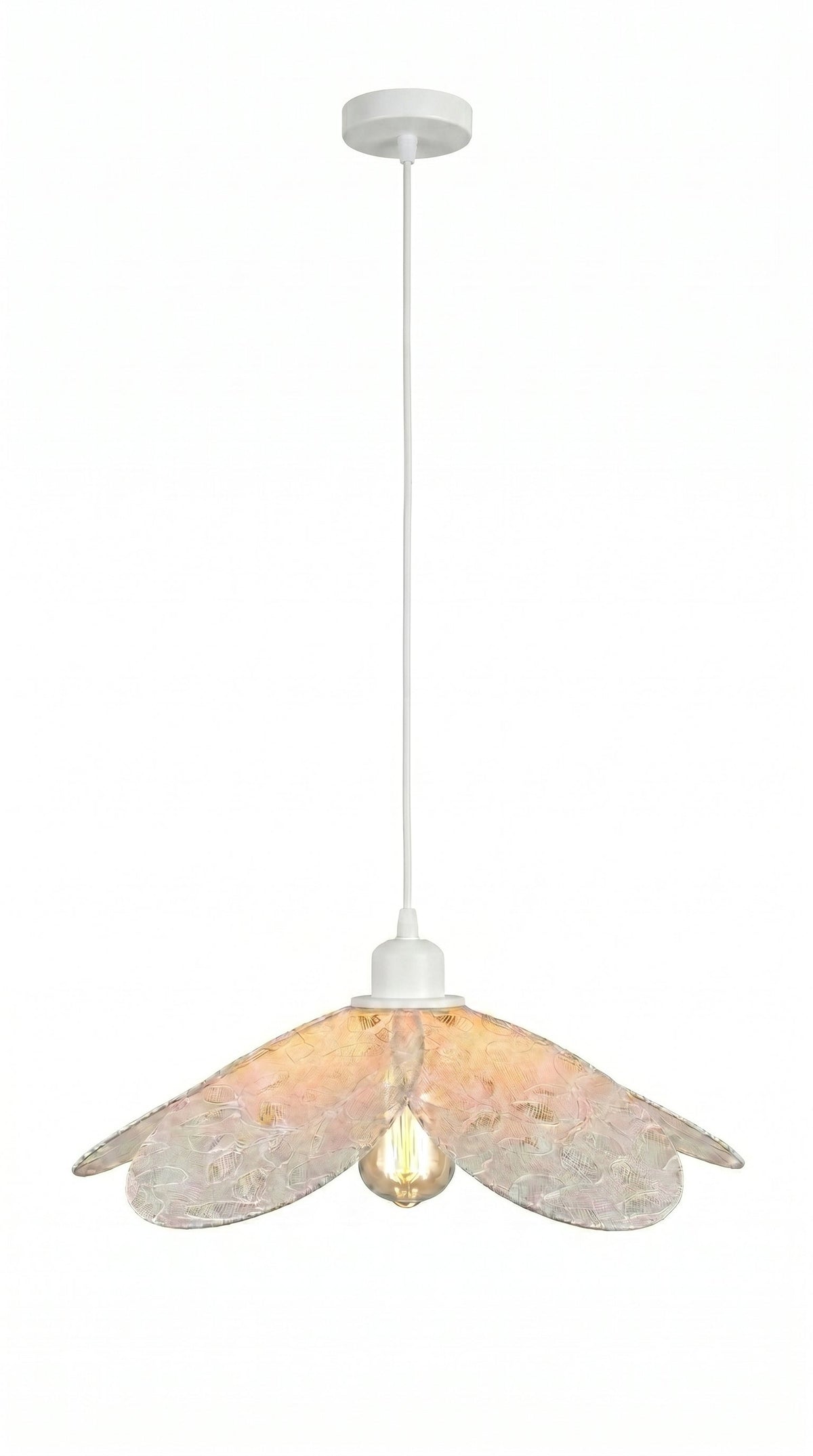 Suspension Magnolia Dentelle Végétale avec câble plafond blanc