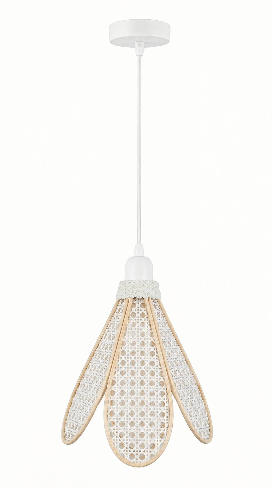Lampe Tulipe Canage Blanc- Lampe Artisanale Bohème Naturelle