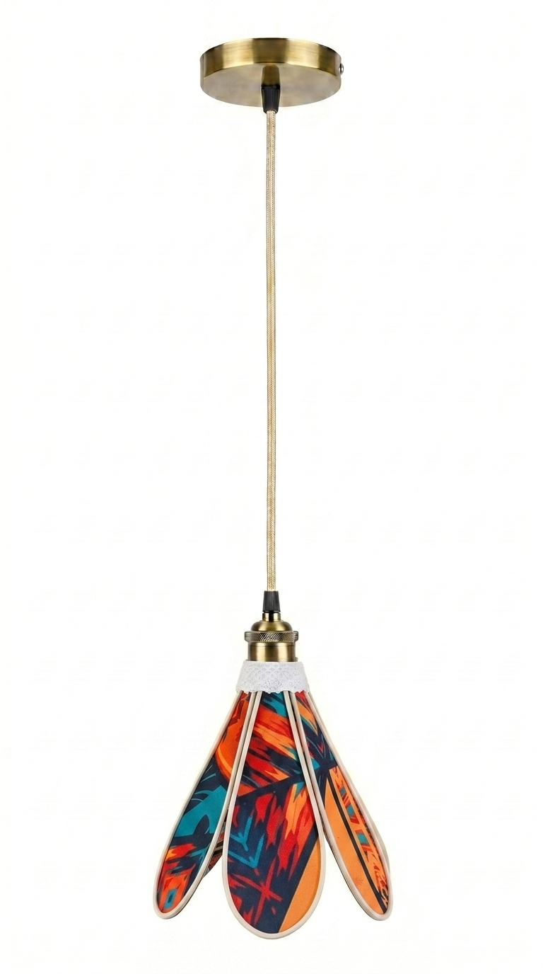 Lampe Tulipe Soleil de Brousse – Abat-jour Motif Tribal Fait Main