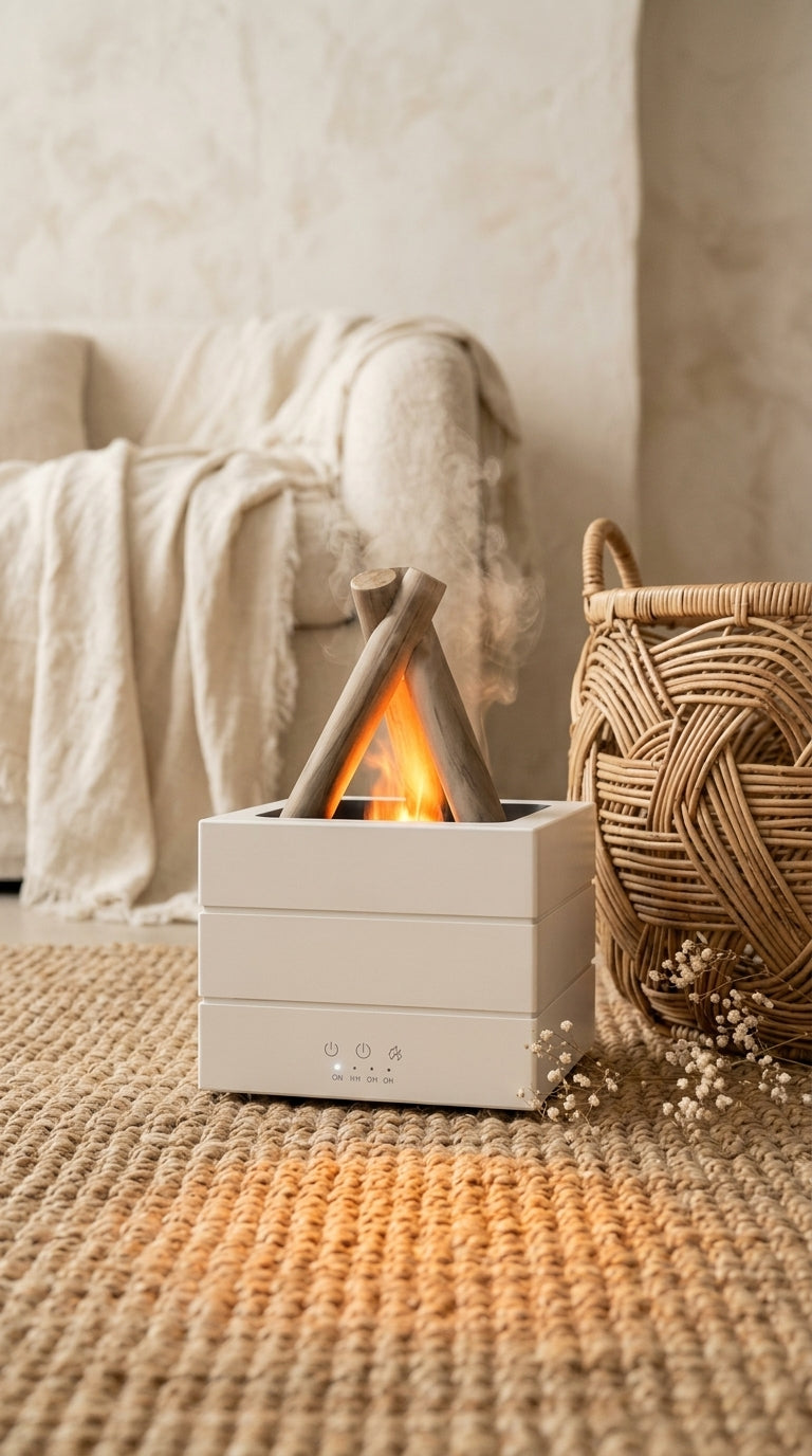 Diffuseur d’Huiles Essentielles Effet Flamme LED – 280 ml USB, Ambiance Cheminée Moderne