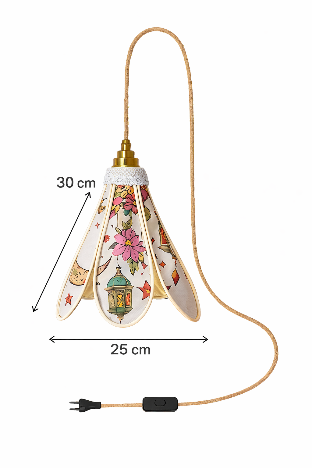 Lampe Tulipe Orientale Djallila- Lanterne Etoilée- Lampe Artisanale Bohème Florale