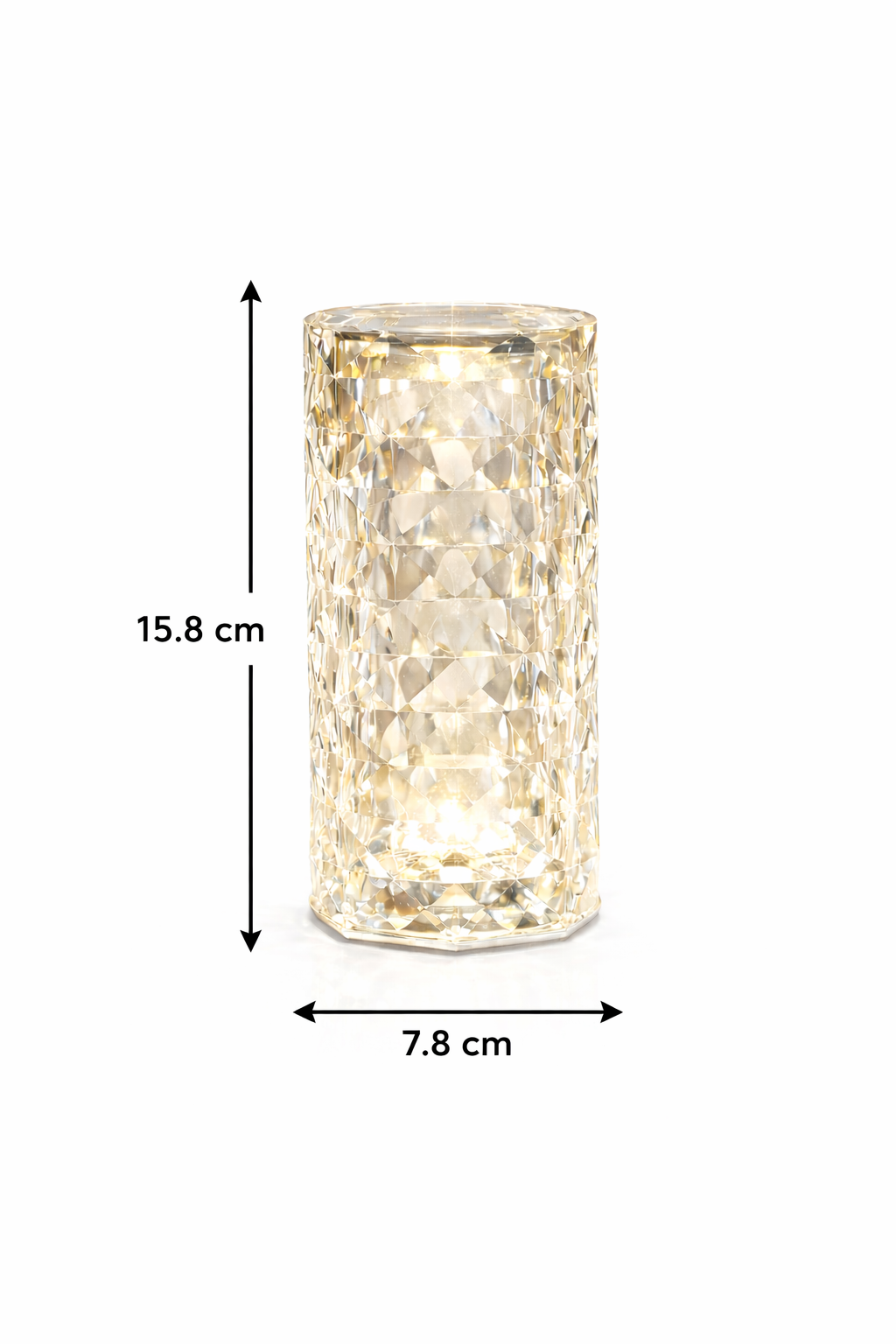 Lampe Diamant Cylindrique – Effet Cristal Facetté & Lumière Scintillante