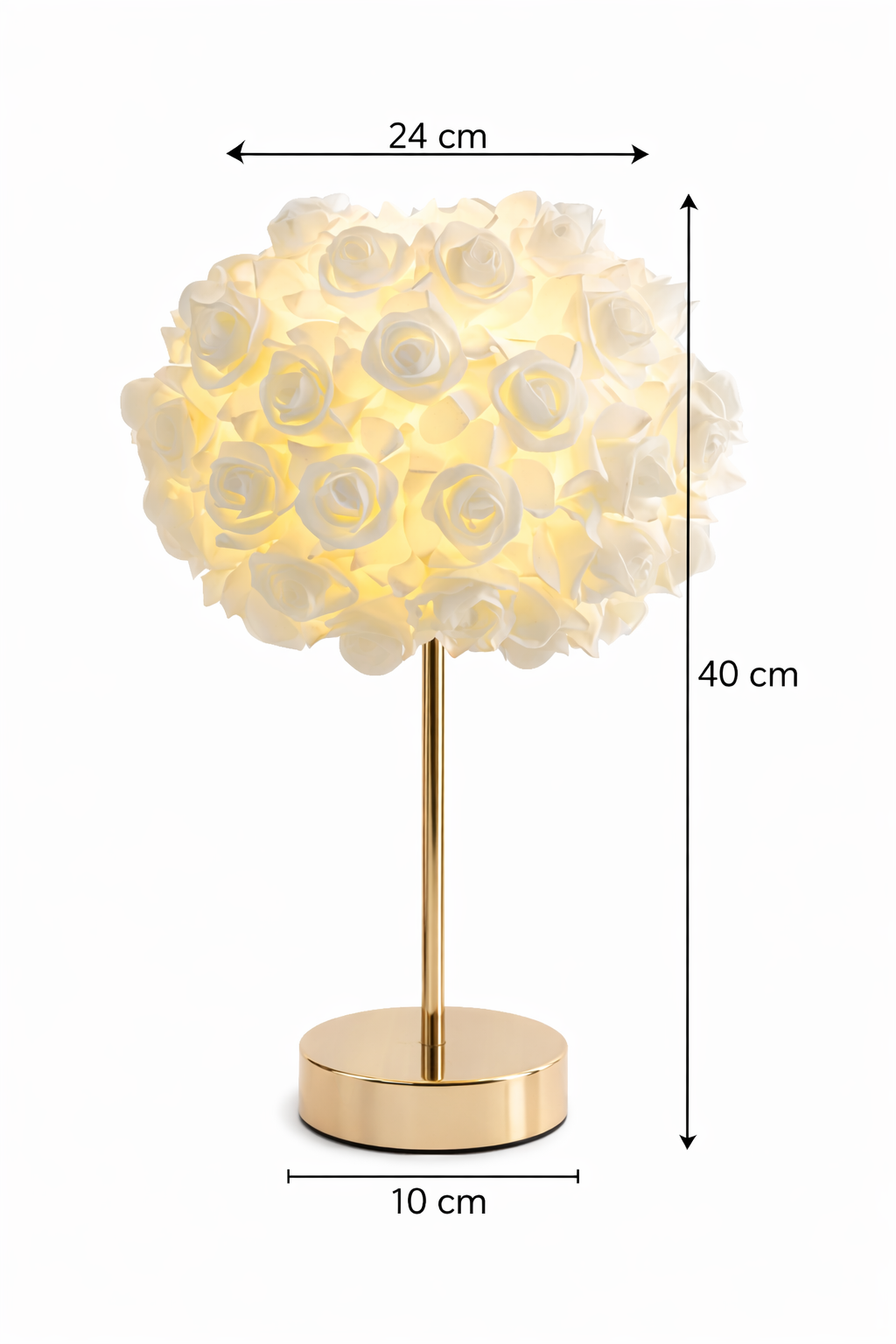 Lampe Roses Blanches – 40 cm – 3 Lumières LED