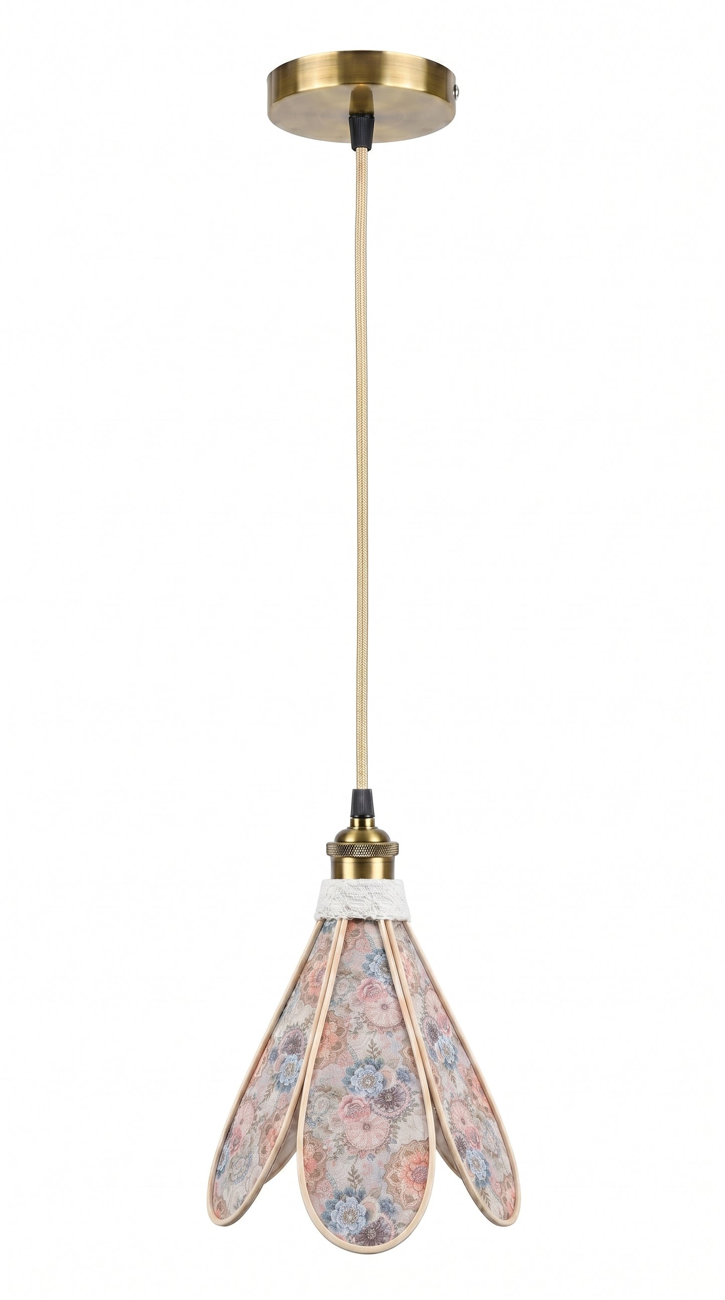 Lampe Tulipe Rosace Vintage- Lampe Artisanale Bohème Florale