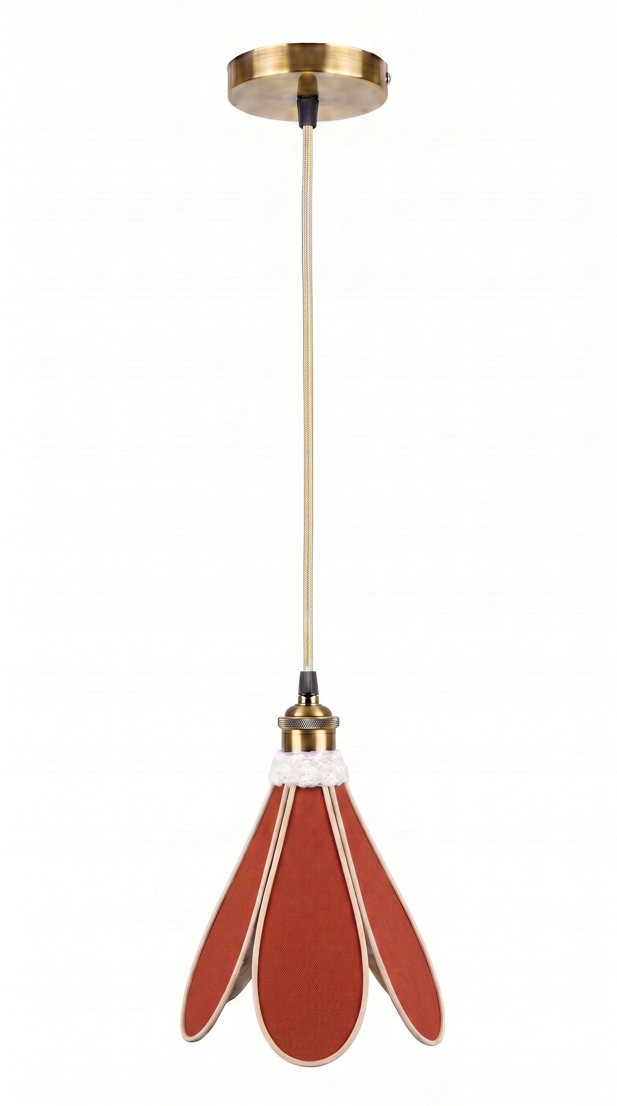 Lampe Tulipe Terre Cuite – Abat-jour Lin et Coton Terracotta Fait Main