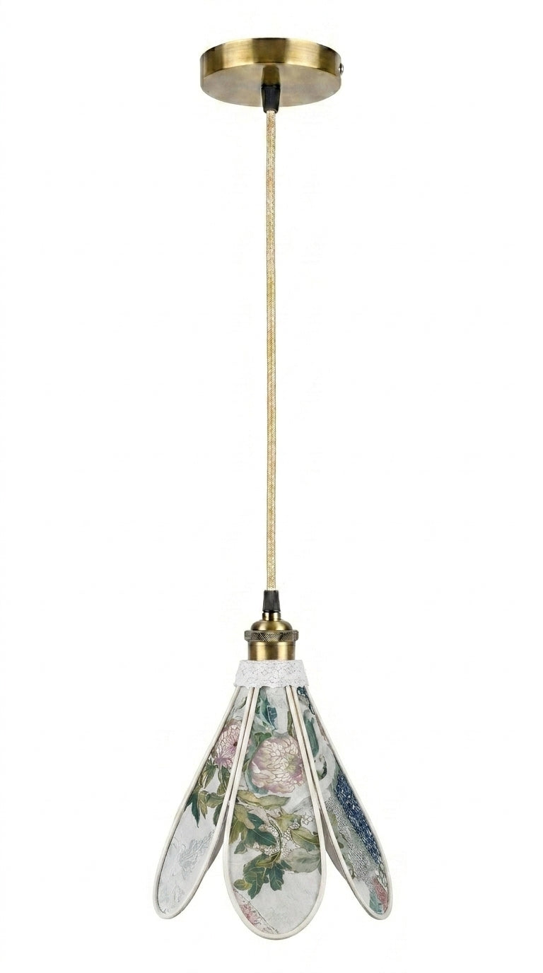 Lampe Tulipe en Tencel Iridescent Floral – Lampe Artisanale Bohème Florale