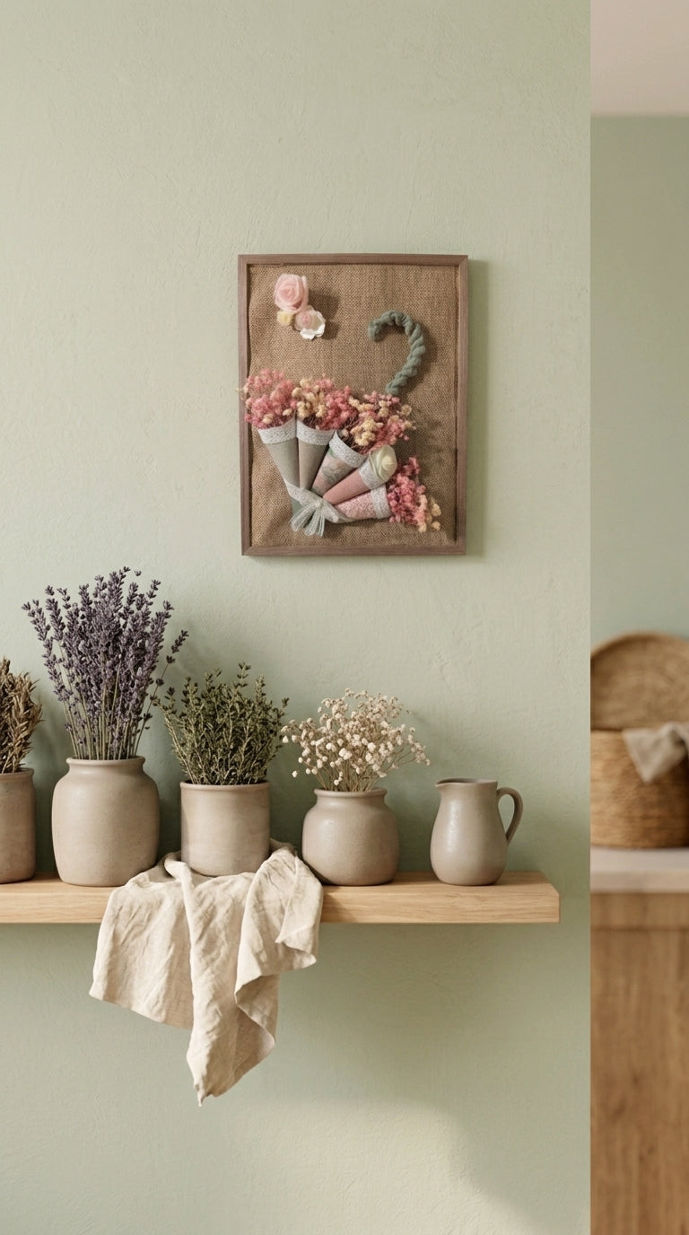 Tableau Mural Ondée de Pétales – Fleurs Artificielles Fait Main