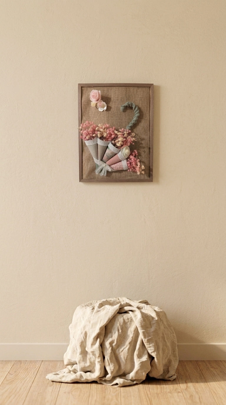 Tableau Mural Ondée de Pétales – Fleurs Artificielles Fait Main