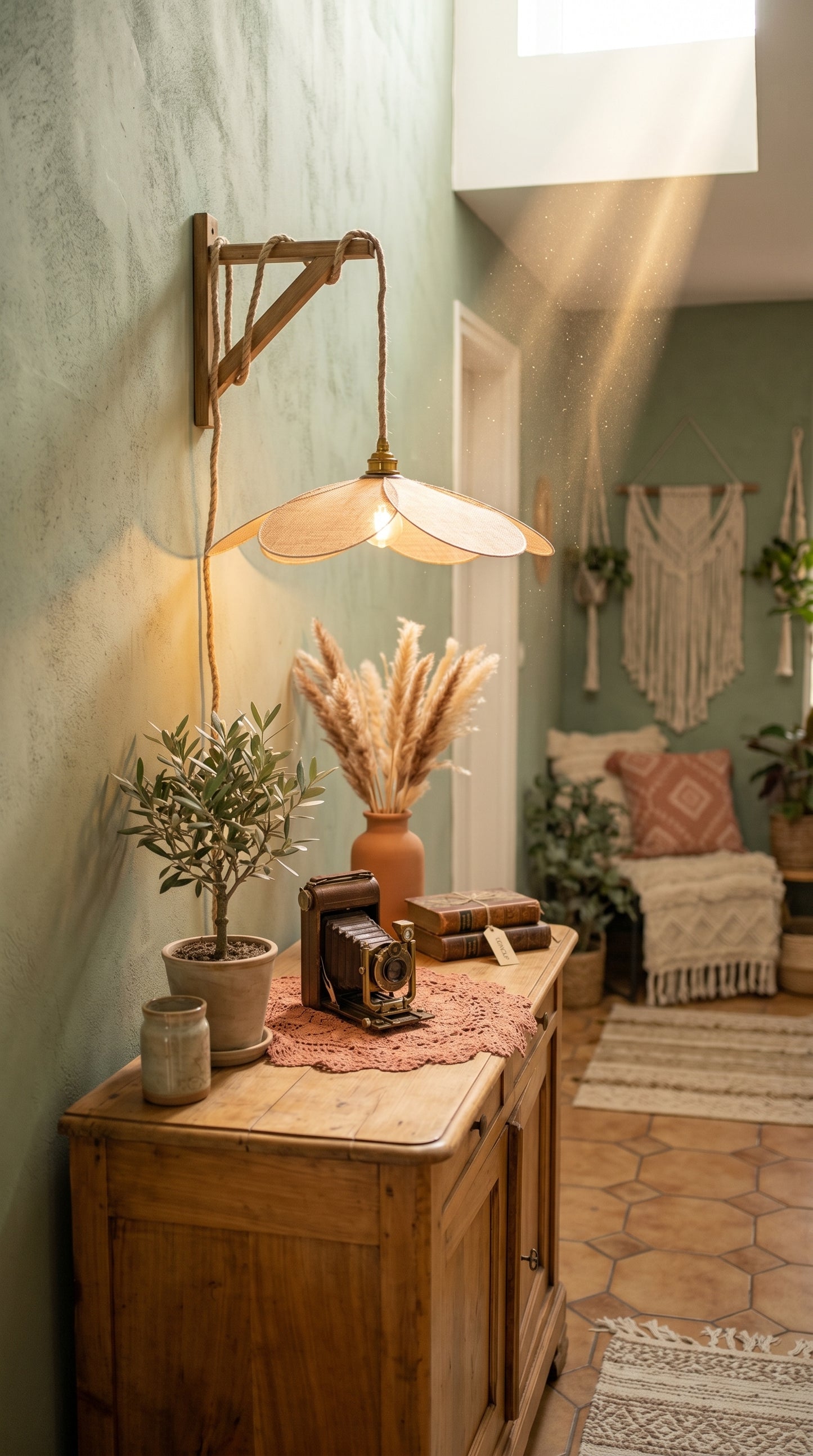 Lampe Magnolia Bohème en Toile de Jute – Lampe Artisanale Bohème Naturelle
