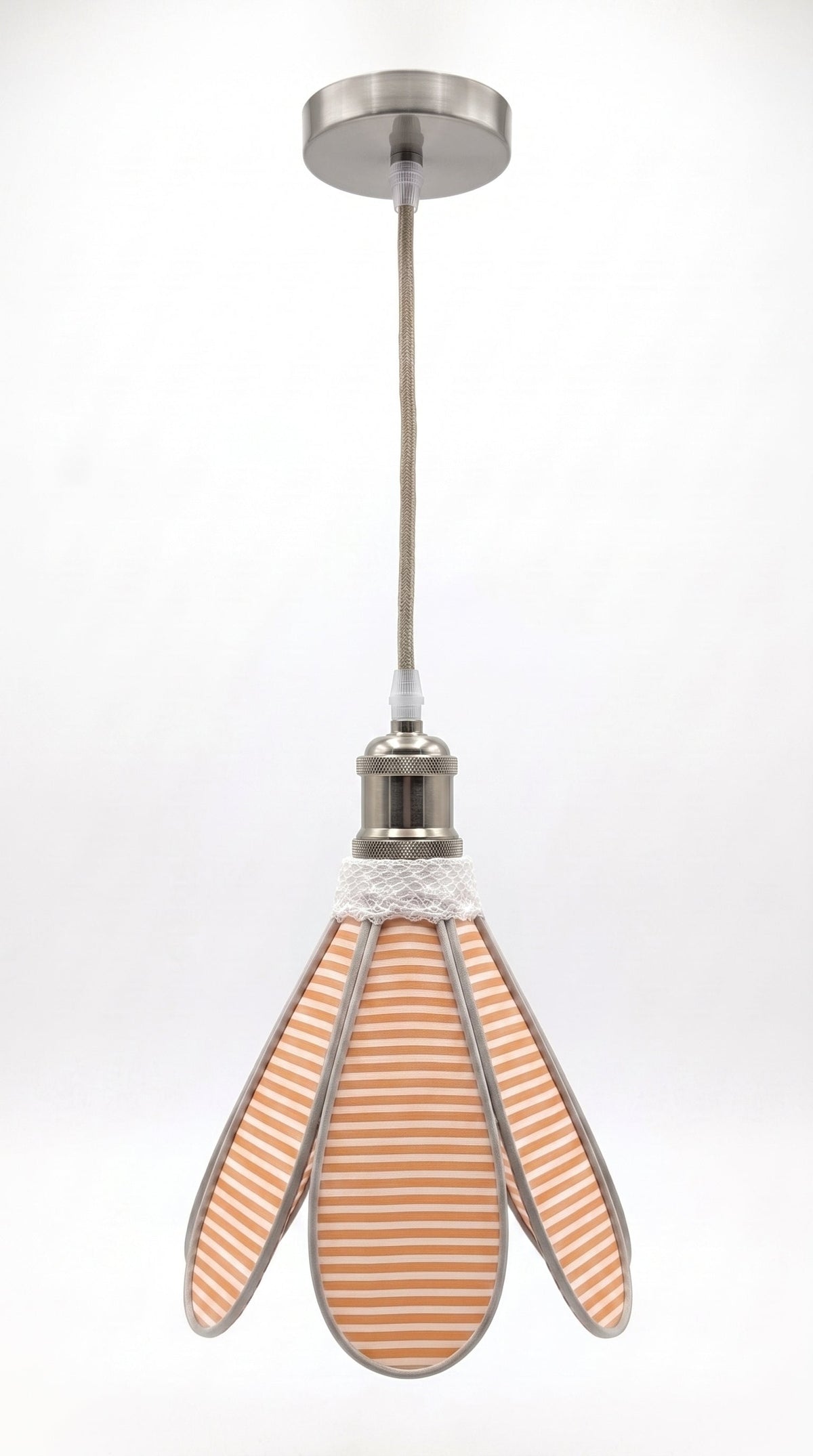 Suspension tulipe Coucher de Soleil avec câble plafond gris, variante doré vers gris