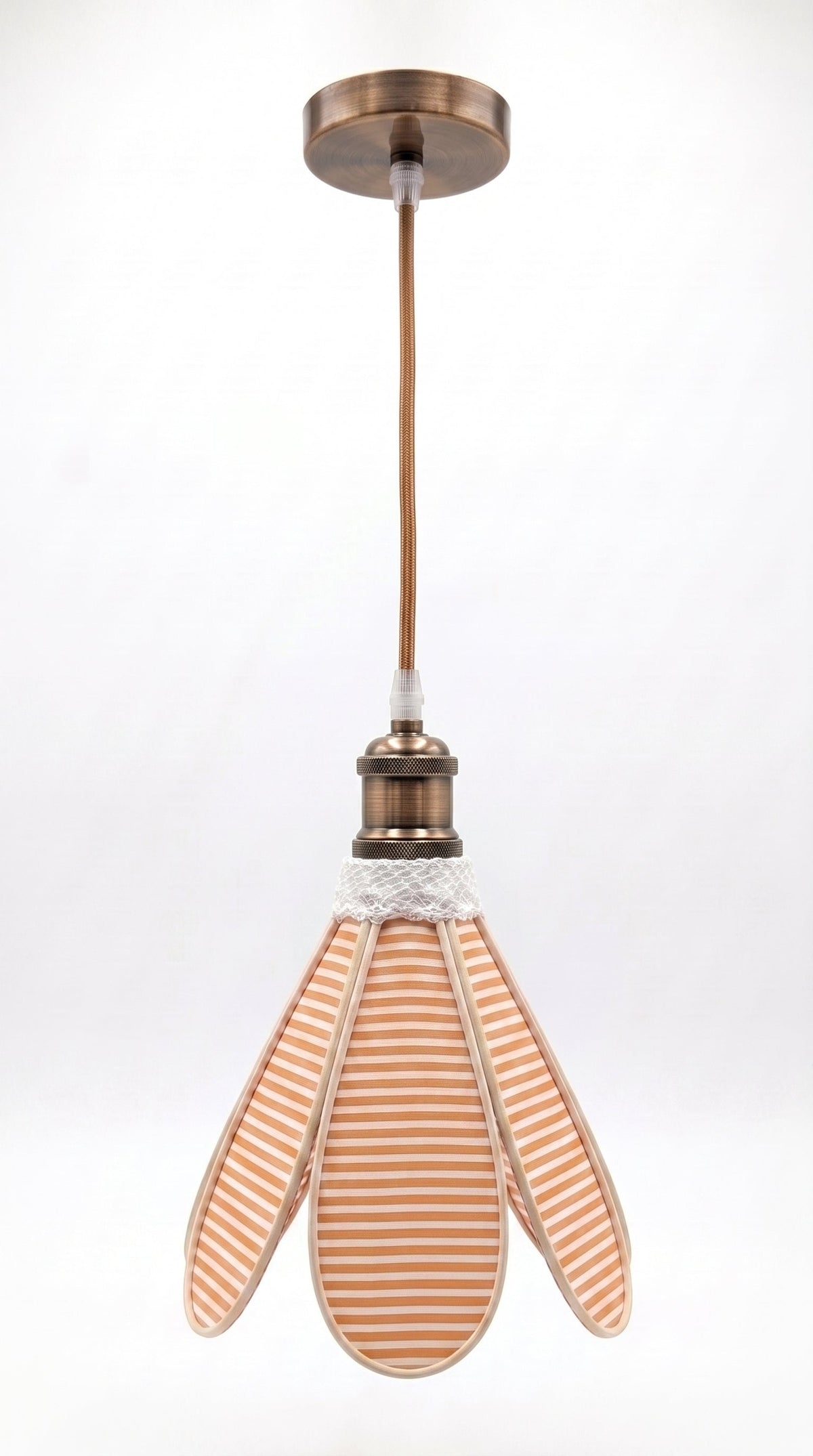 Suspension tulipe Coucher de Soleil avec câble plafond couleur bronze