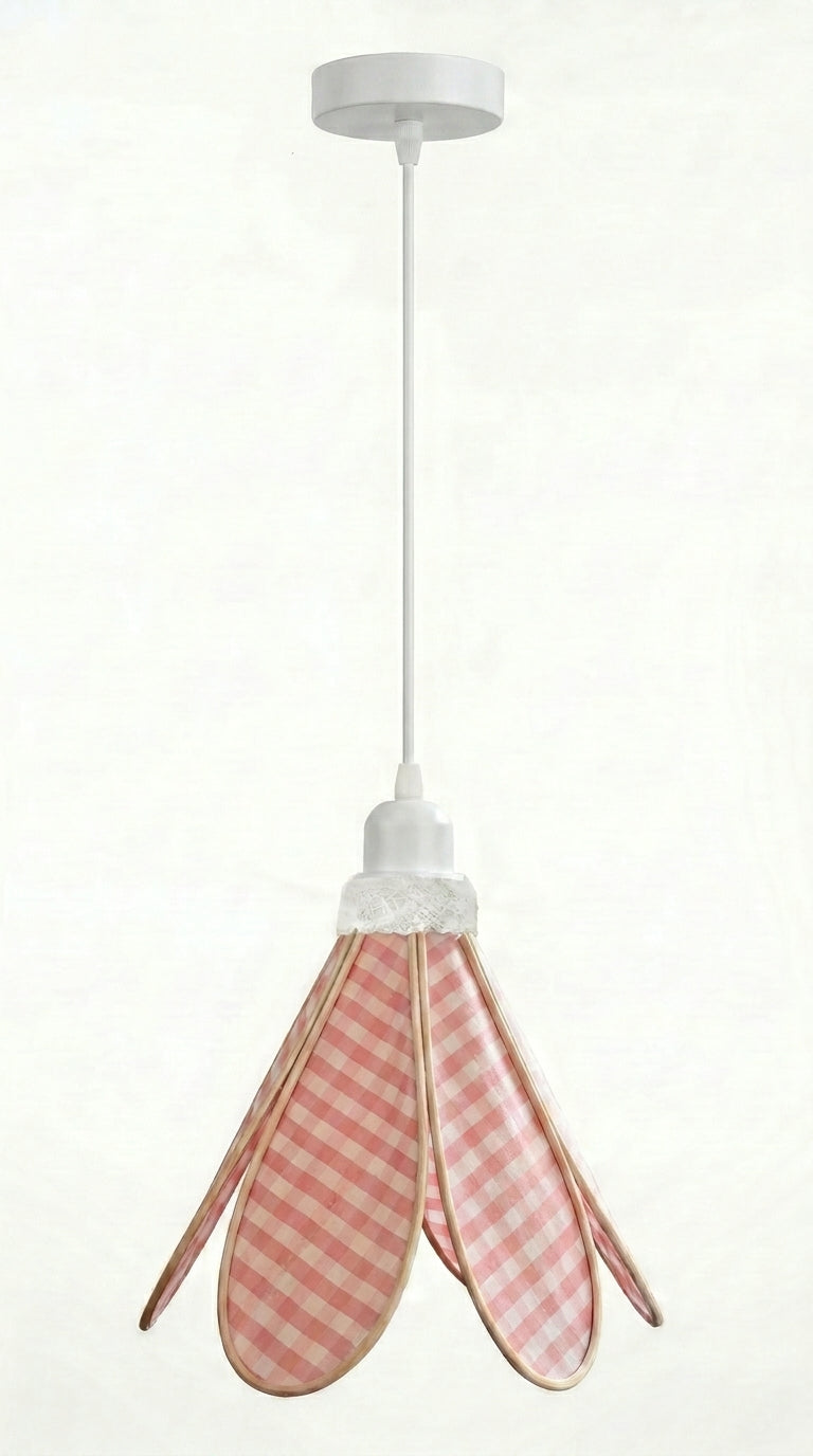 Lampe Tulipe Pique-nique Champêtre – Abat-jour Motif Vichy Fait Main