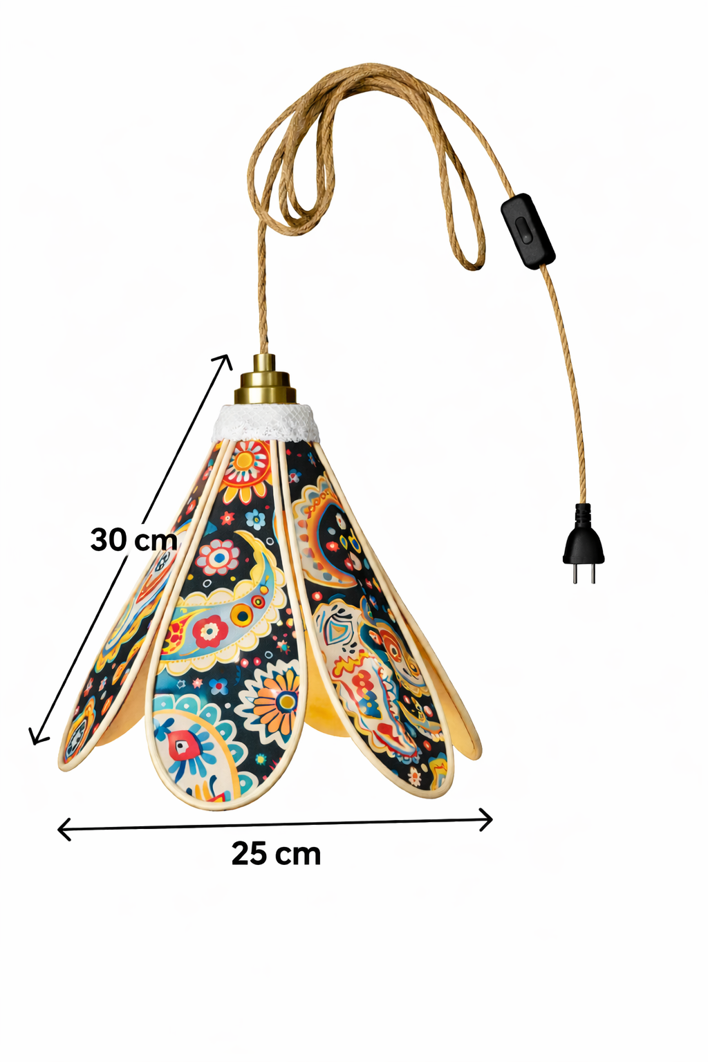 Lampe Tulipe Rétro Fleur de Coco – Lampe Artisanale Bohème Florale