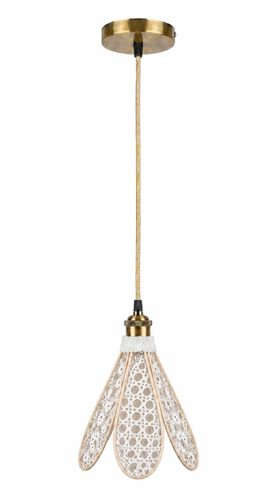 Lampe Tulipe Canage Blanc- Lampe Artisanale Bohème Naturelle