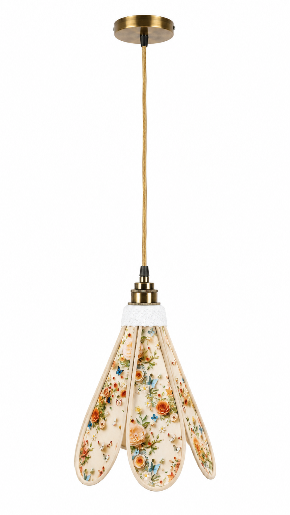 Lampe Tulipe Roses Blanches Oranges 3D- Lampe Artisanale Bohème Florale