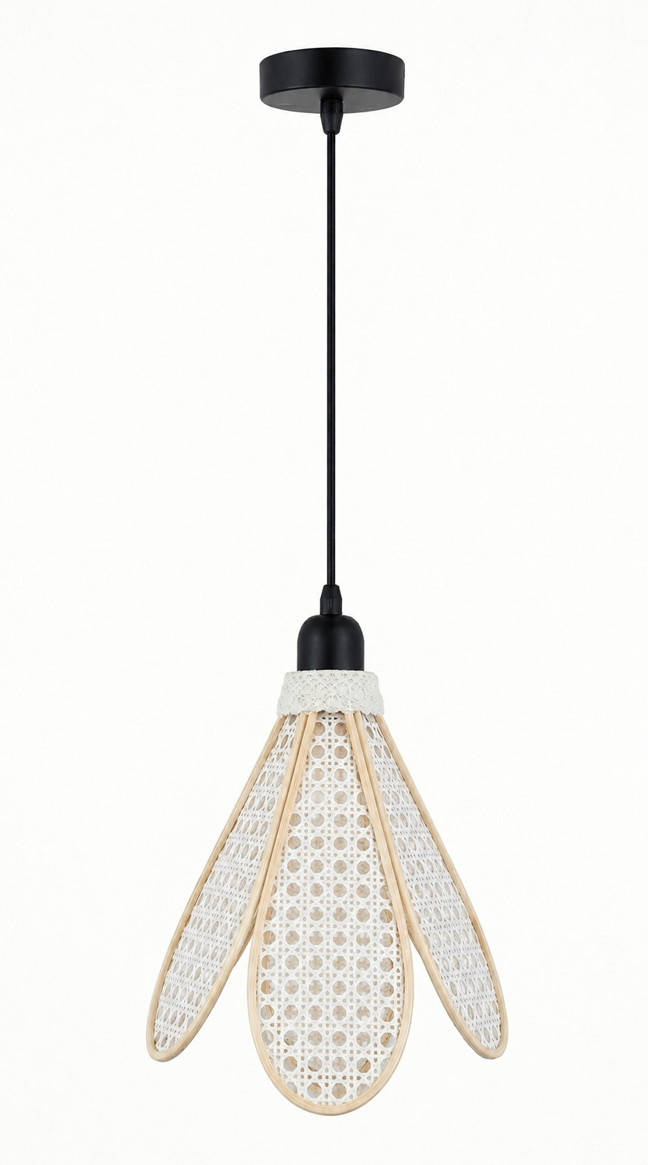 Lampe Tulipe Canage Blanc- Lampe Artisanale Bohème Naturelle