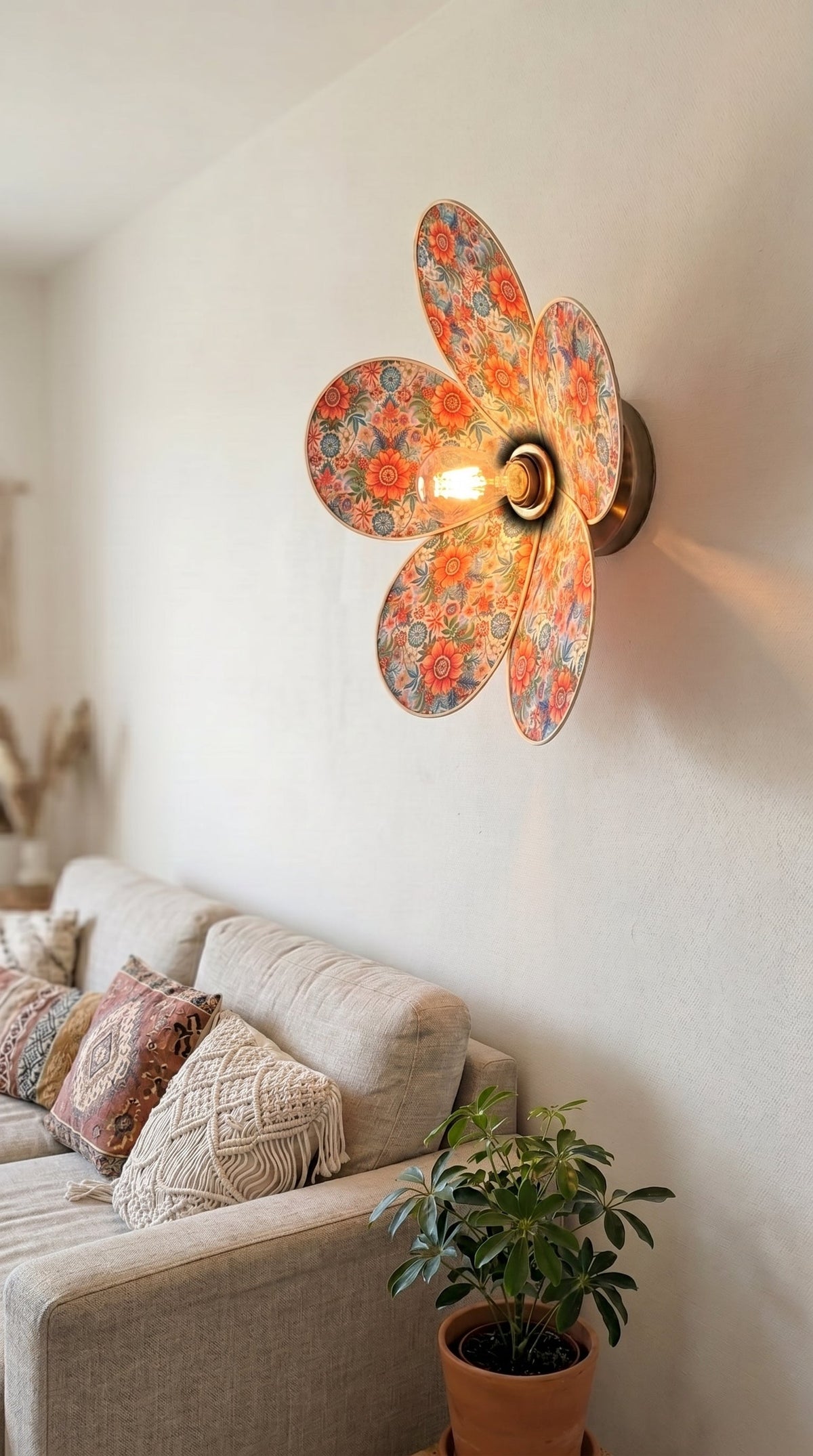 Applique murale Magnolia Douceur Fleurie, fixation murale sans crochet