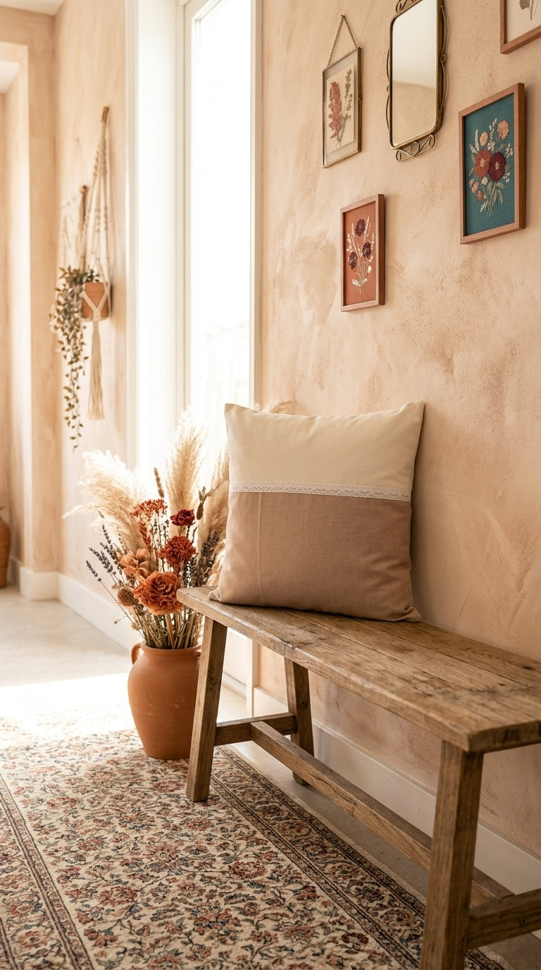 Coussin Lin & Dentelle – Housse Artisanale Bohème Naturelle