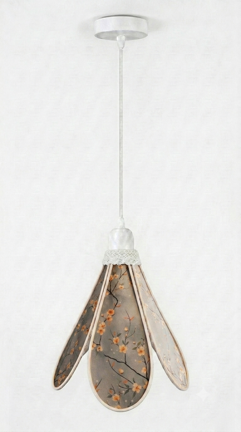 Lampe Tulipe Douceur du Levant – Abat-jour Motif Cerisiers Fait Main