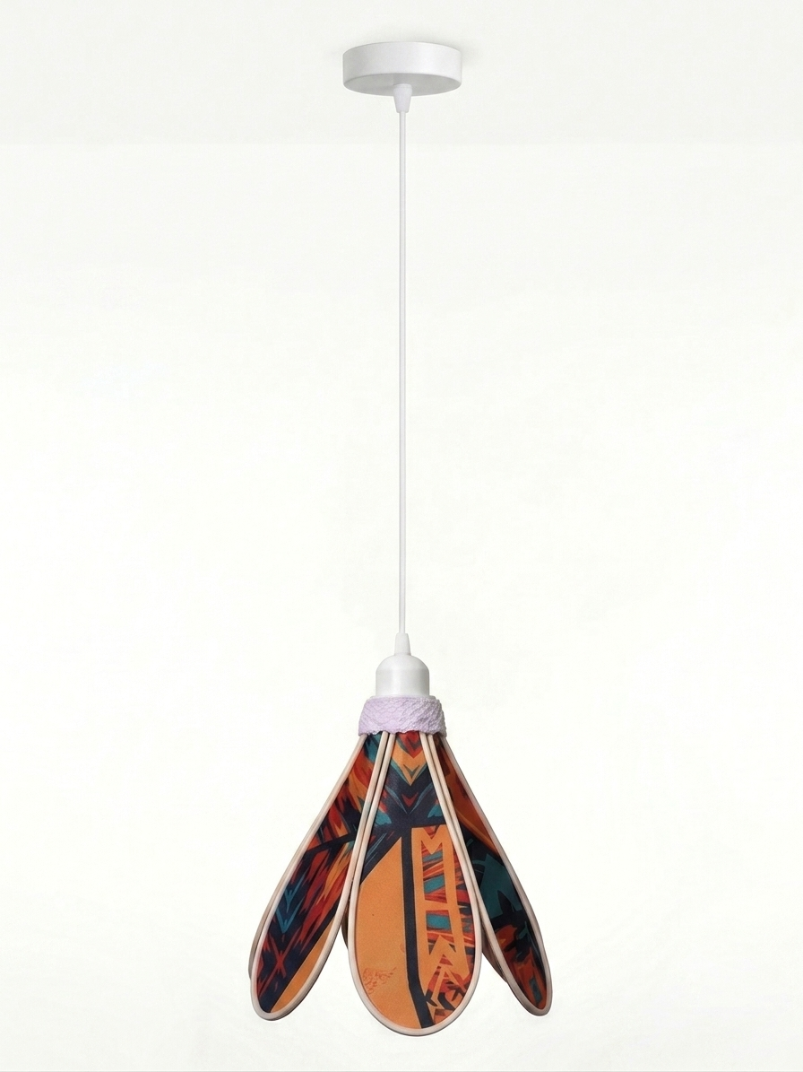 Lampe Tulipe Soleil de Brousse – Abat-jour Motif Tribal Fait Main