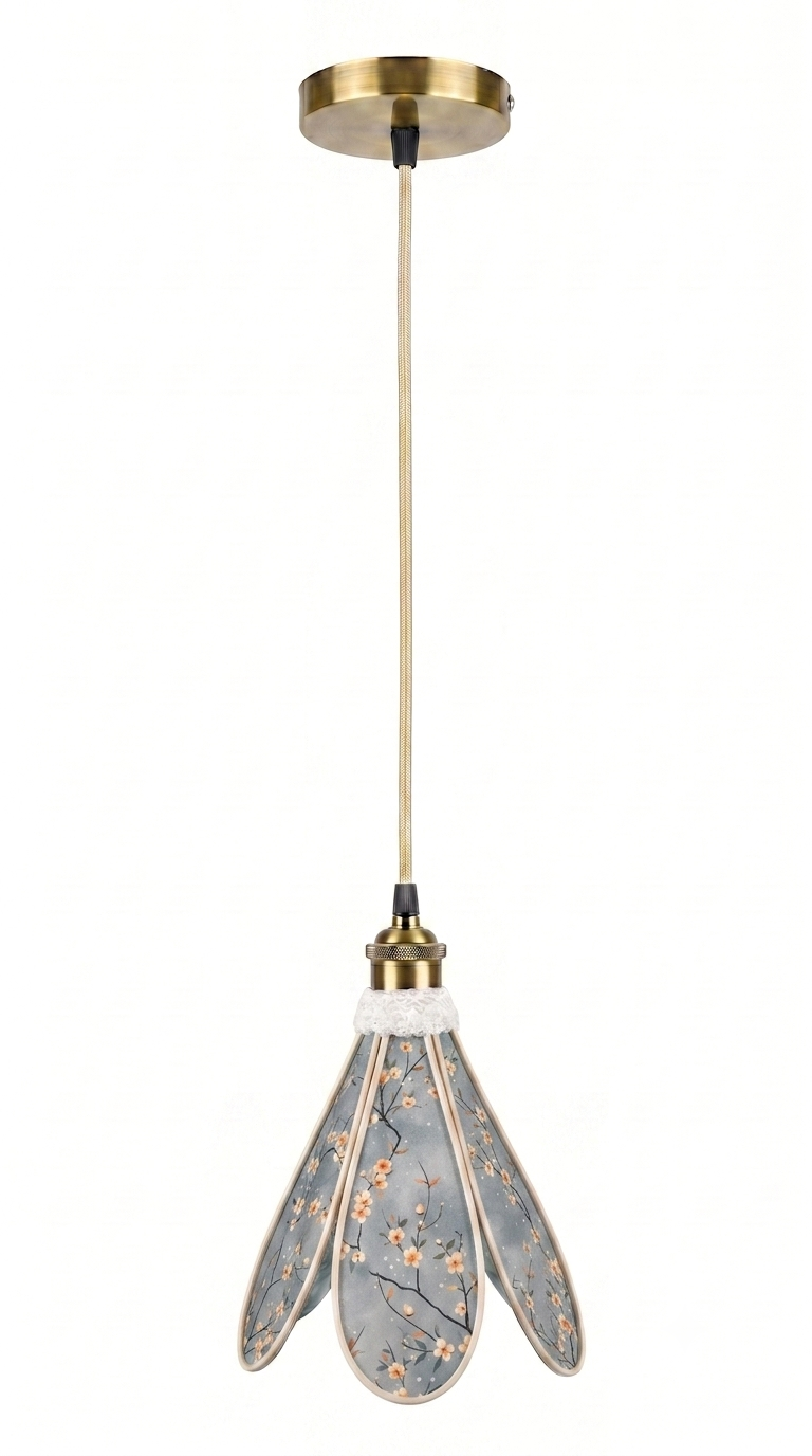 Lampe Tulipe Douceur du Levant – Abat-jour Motif Cerisiers Fait Main