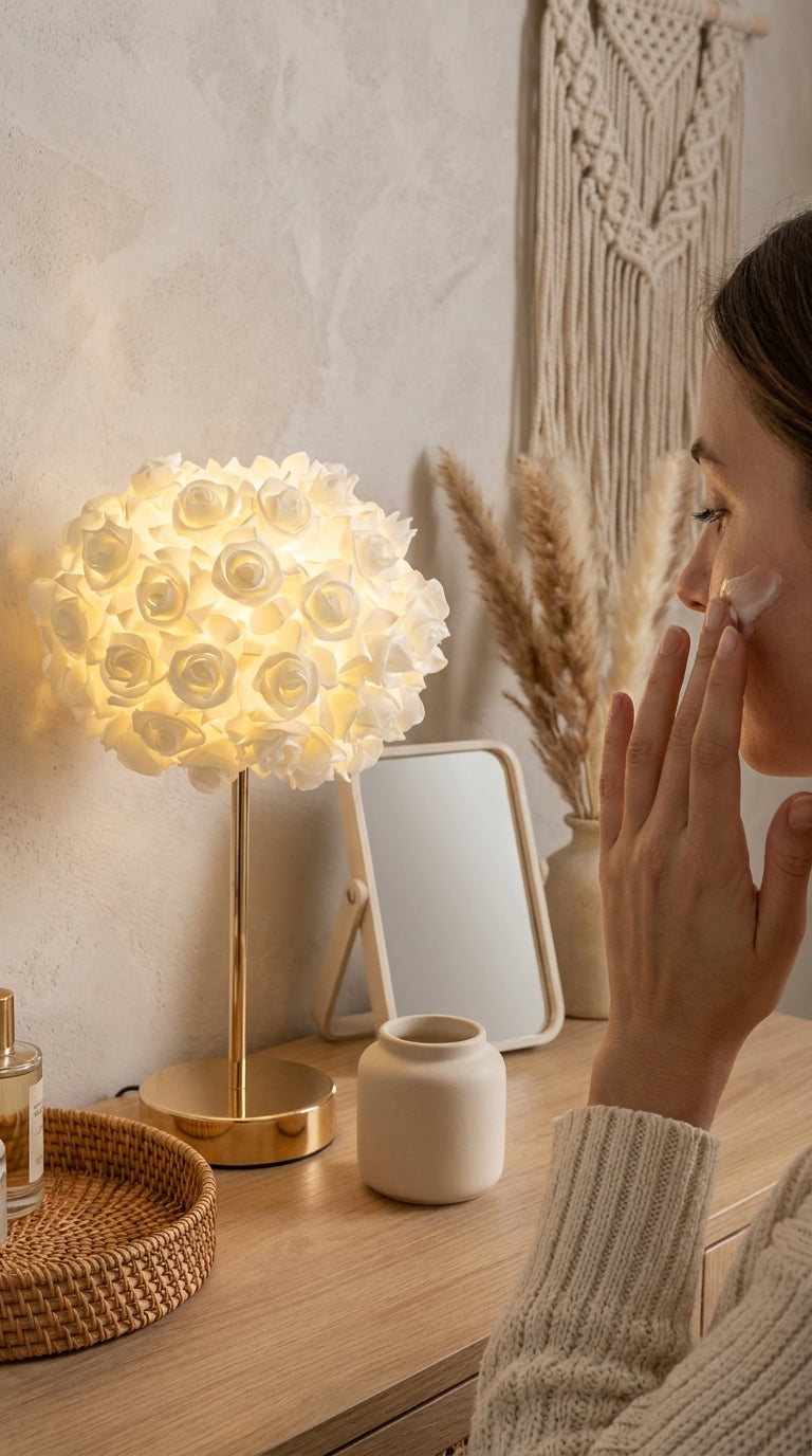 Lampe Roses Blanches – 40 cm – 3 Lumières LED