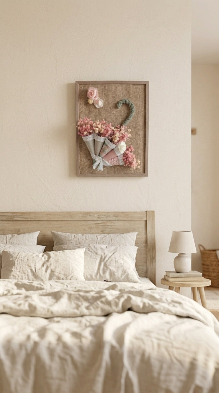 Tableau Mural Ondée de Pétales – Fleurs Artificielles Fait Main