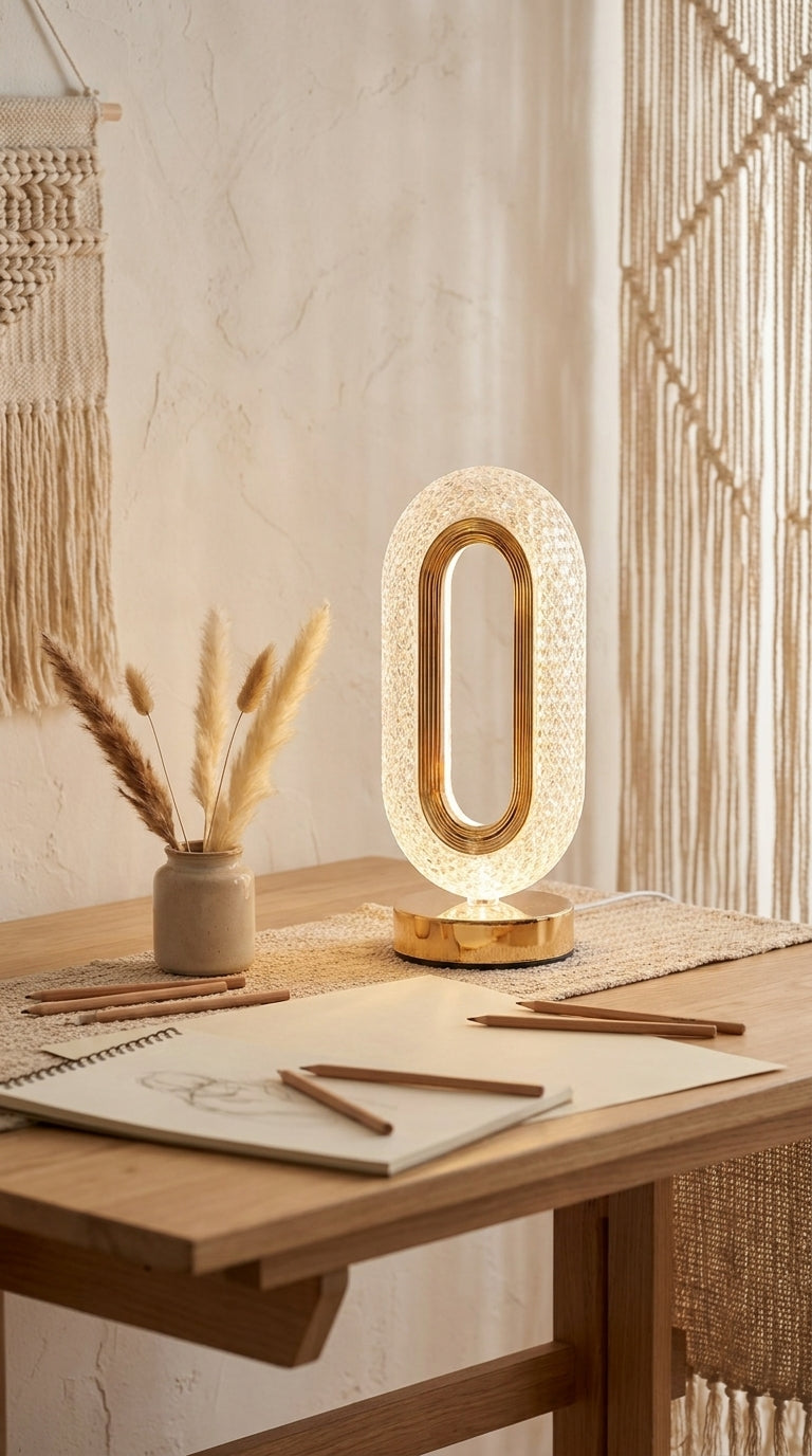 Lampe Design Cristal Doré - Lumière Moderne