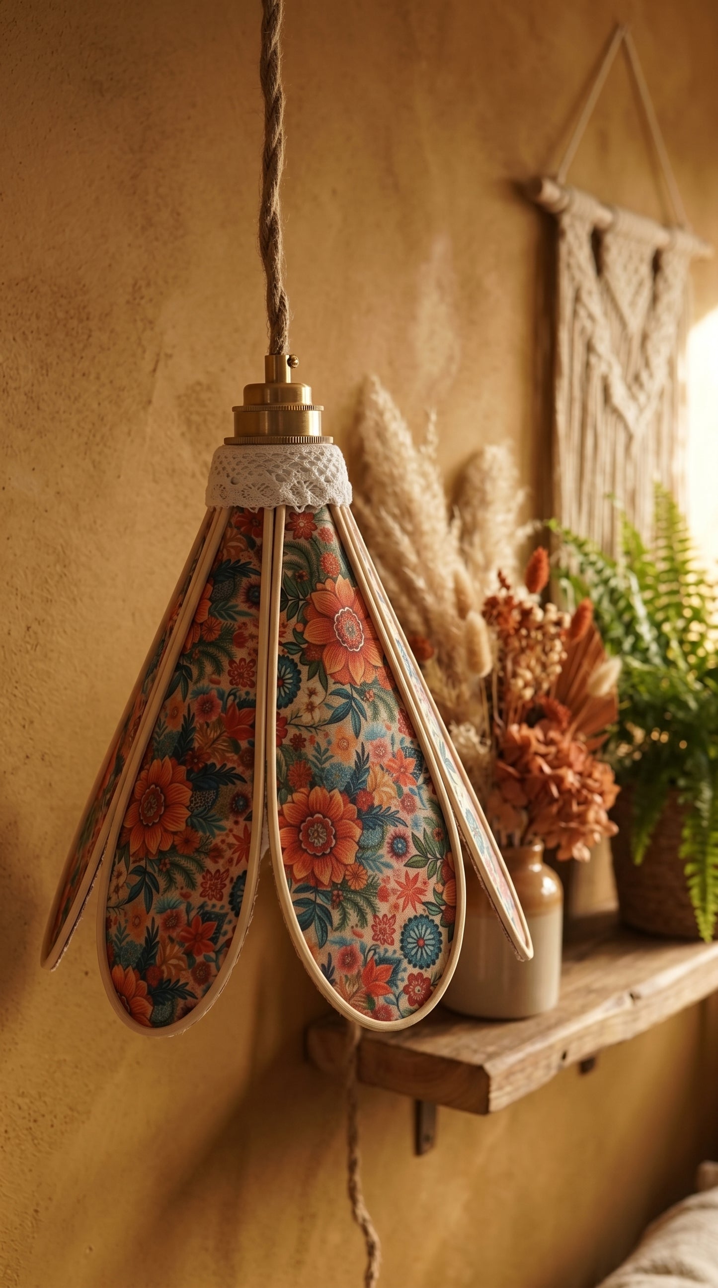 Lampe Tulipe Florale – Lampe Artisanale Bohème Florale