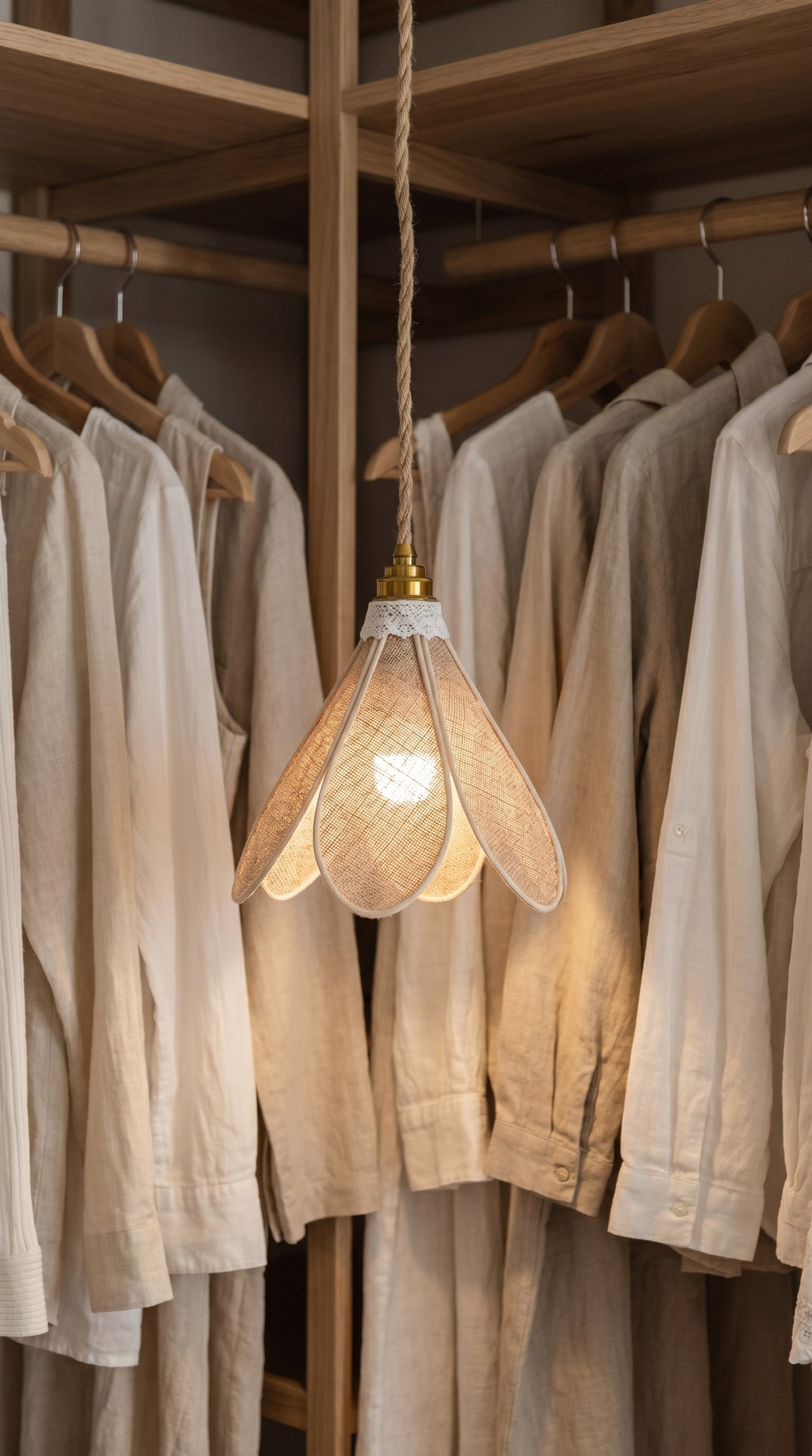 Lampe Tulipe en Toile de Jute – Lampe Artisanale Bohème Naturelle