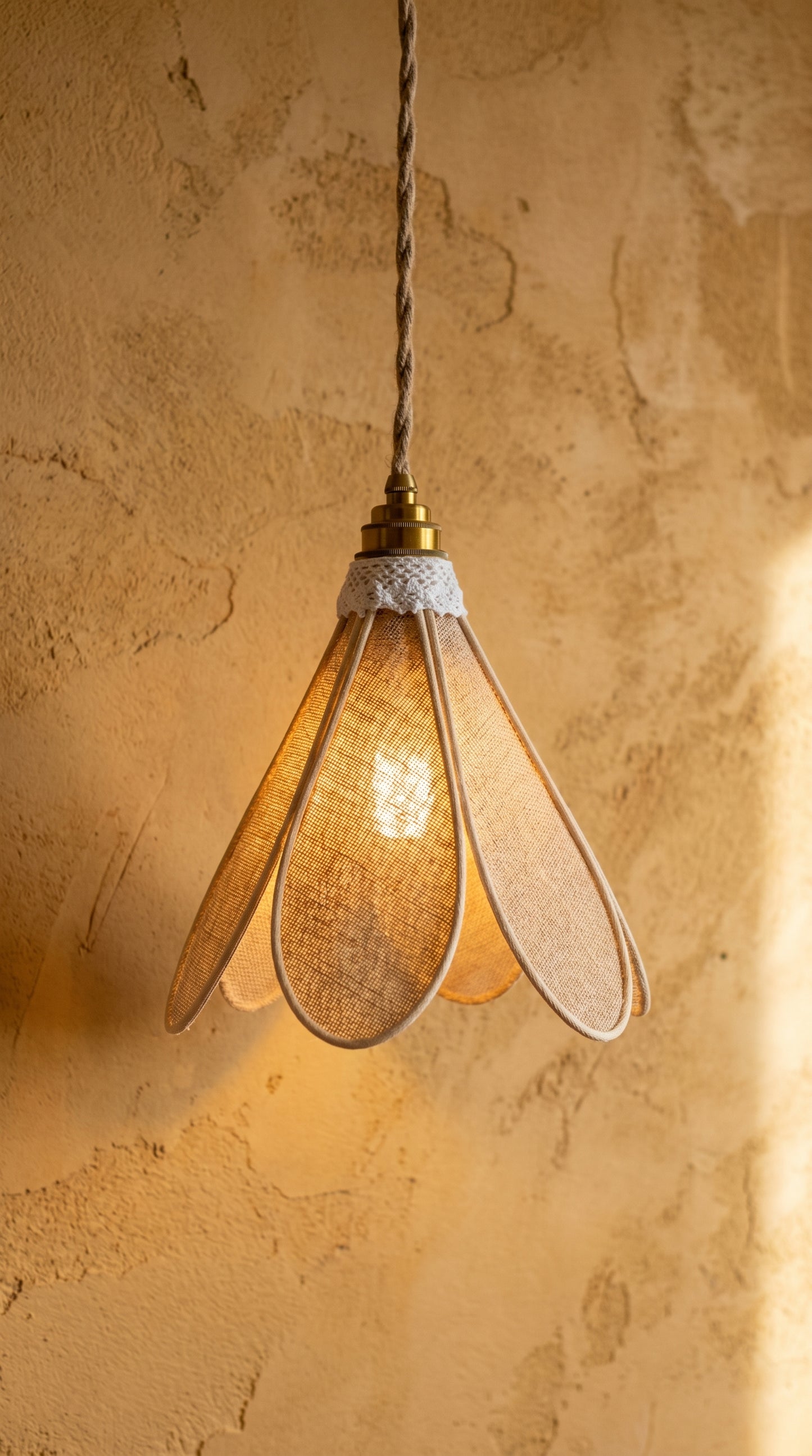 Lampe Tulipe en Toile de Jute – Lampe Artisanale Bohème Naturelle