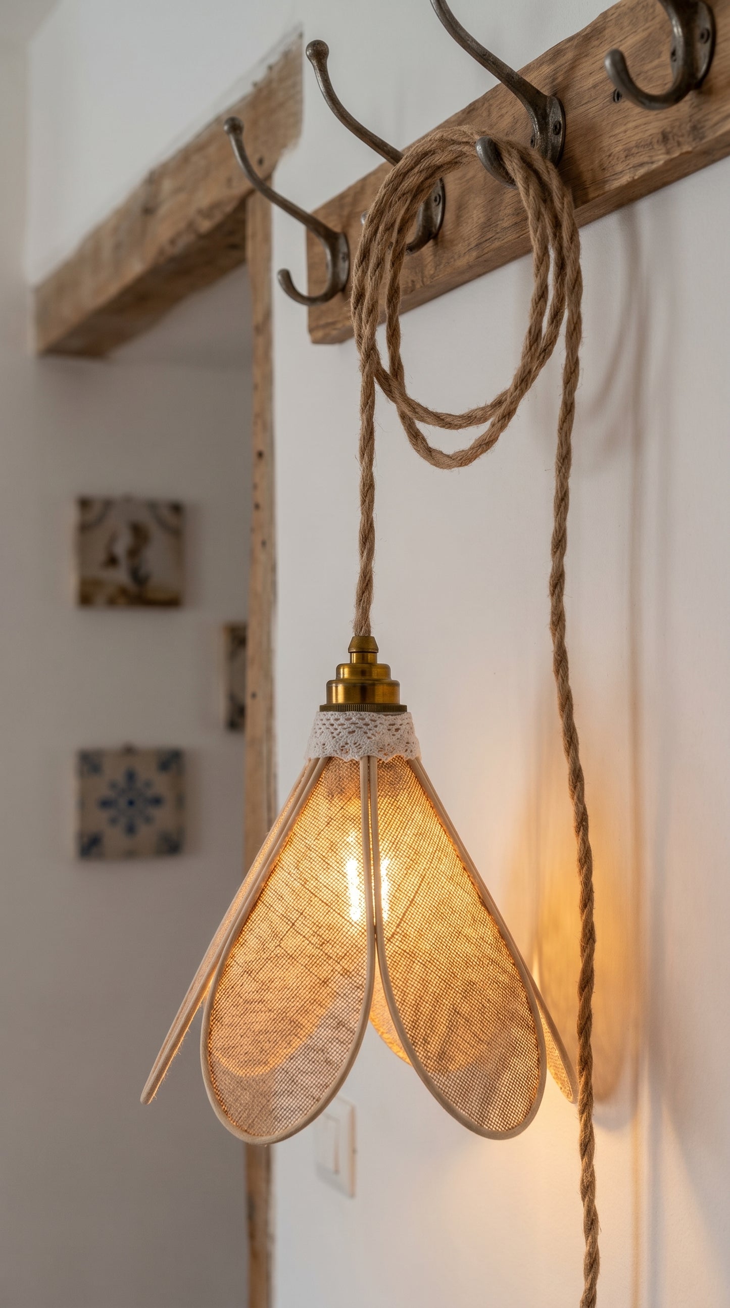 Lampe Tulipe en Toile de Jute – Lampe Artisanale Bohème Naturelle