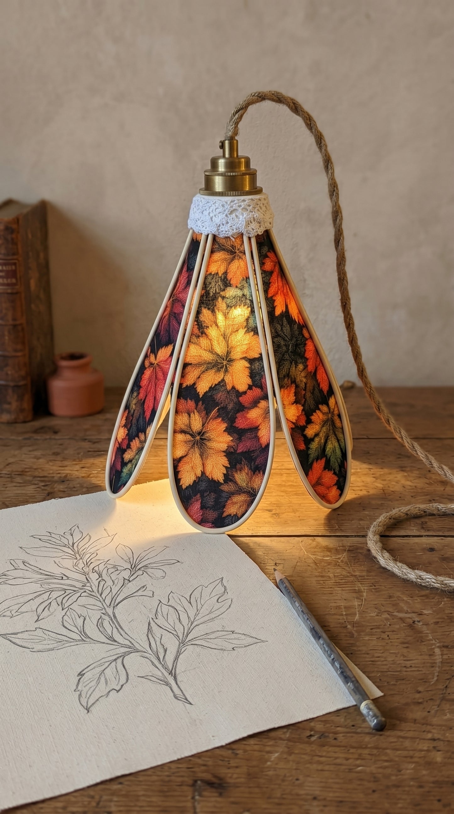 Lampe Tulipe Automne – Lampe Artisanale Bohème Florale