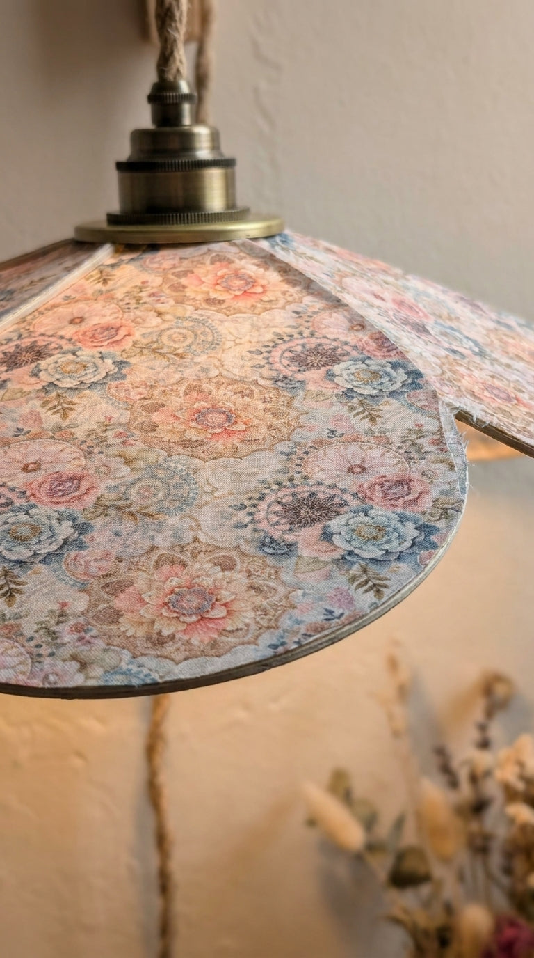 Lampe Magnolia Vintage Rosaces- Lampe Artisanale Bohème Florale