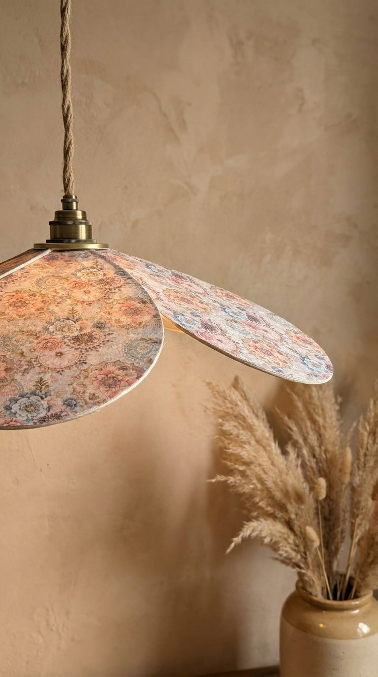 Lampe Magnolia Vintage Rosaces- Lampe Artisanale Bohème Florale