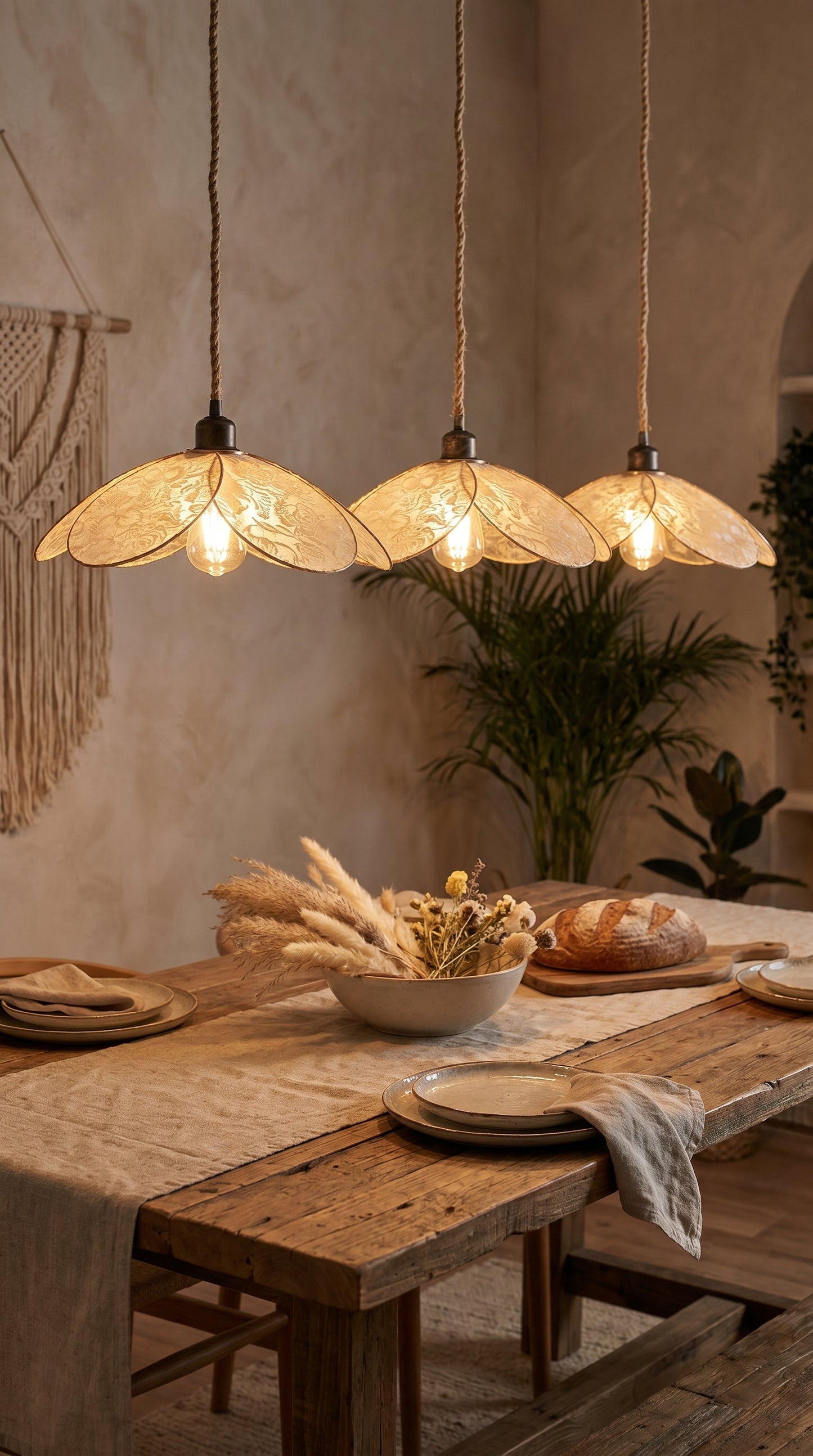Lampe Magnolia Pivoines Champagne- Lampe Artisanale Bohème Florale