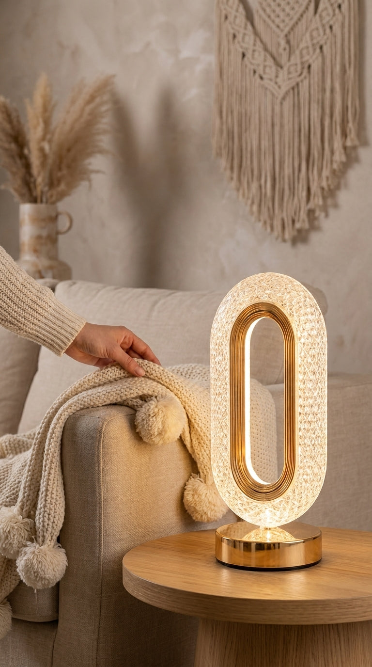 Lampe Design Cristal Doré - Lumière Moderne