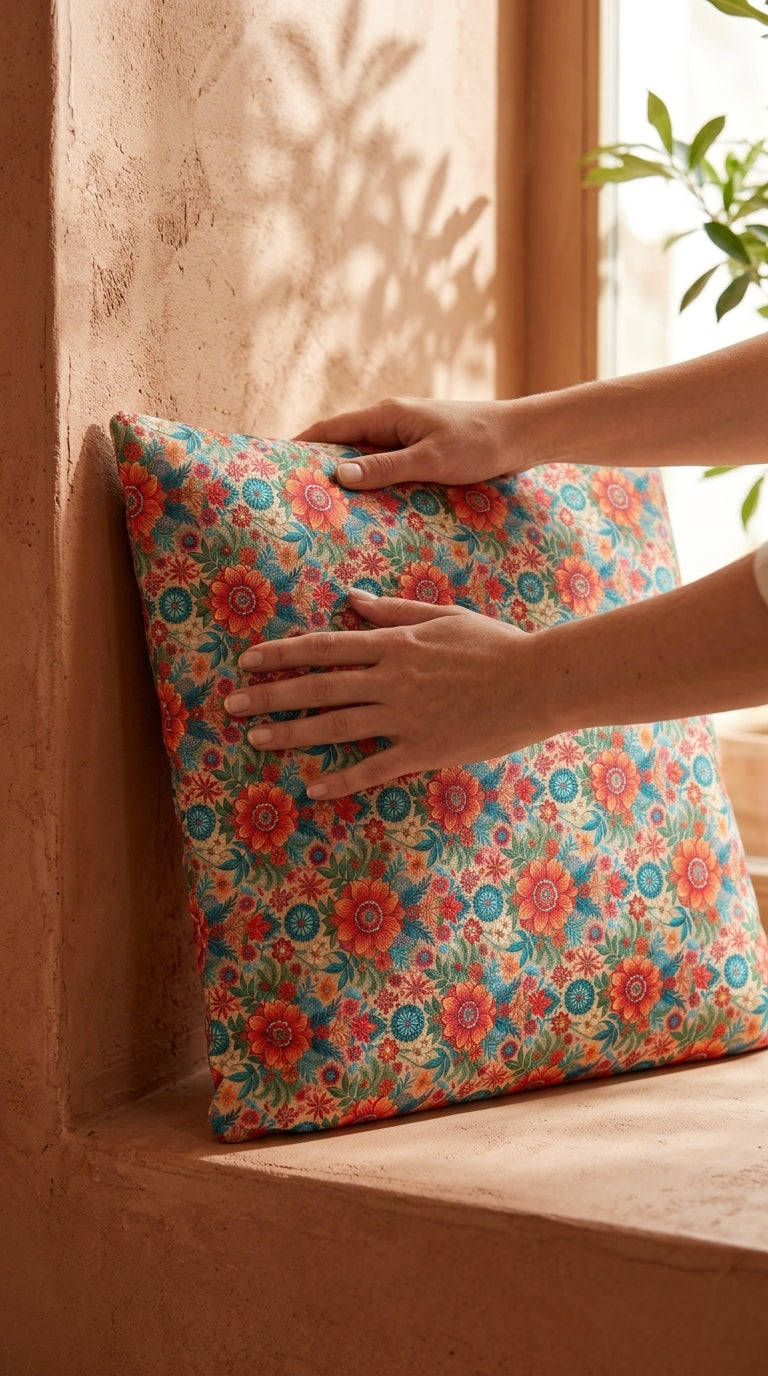 Housse Coussins Tissu Florale Bohème- Création Artisanale Bohème Florale