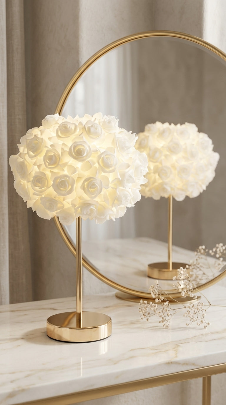 Lampe Roses Blanches – 40 cm – 3 Lumières LED