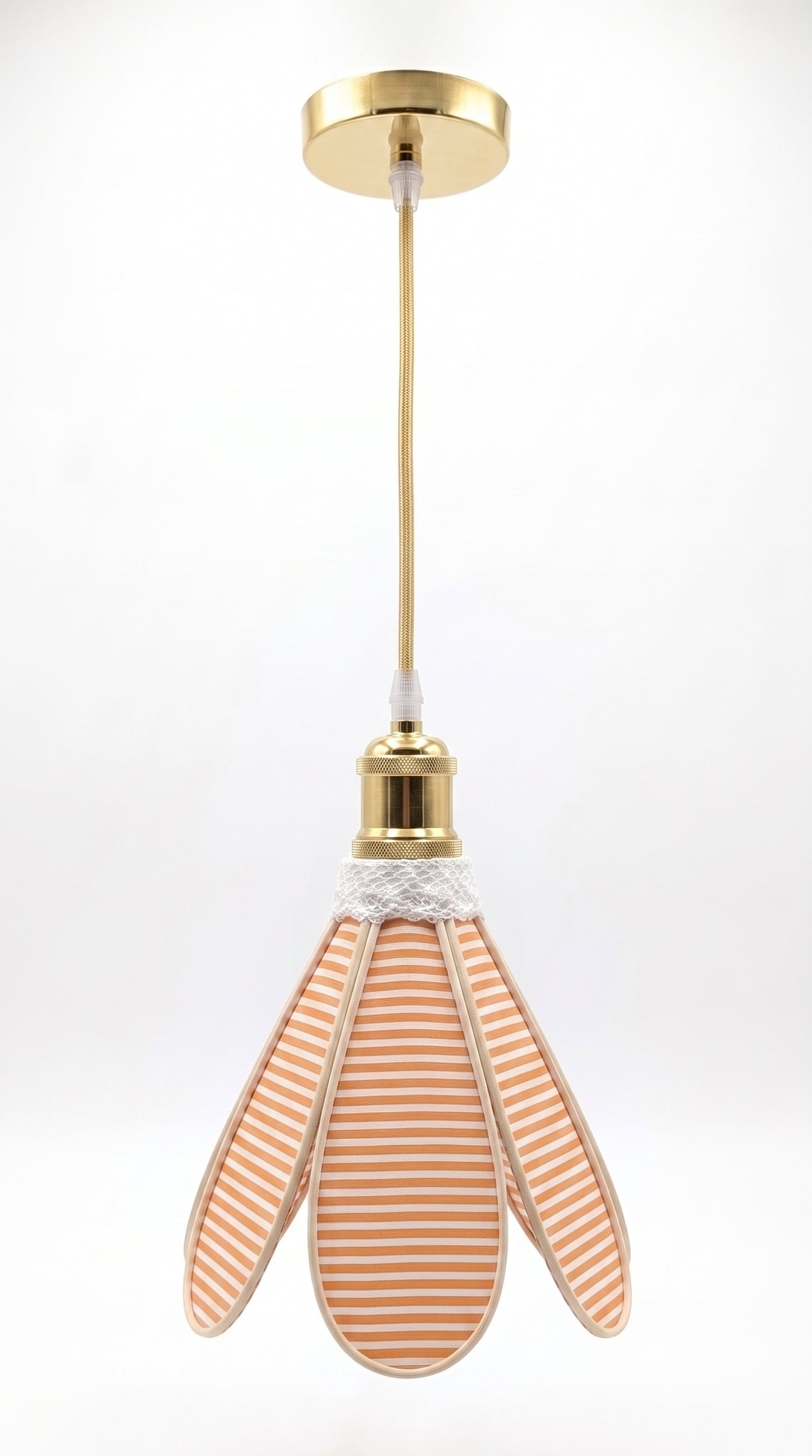 Lampe Tulipe Coucher de Soleil – Abat-jour Motif Rayures Champêtre Fait Main