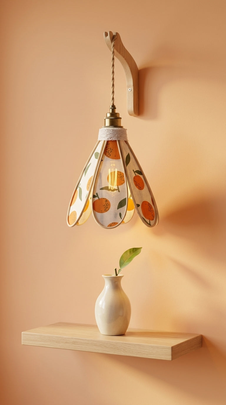 Lampe Tulipe Fleur d'Oranger – Abat-jour Motif Agrumes Fait Main