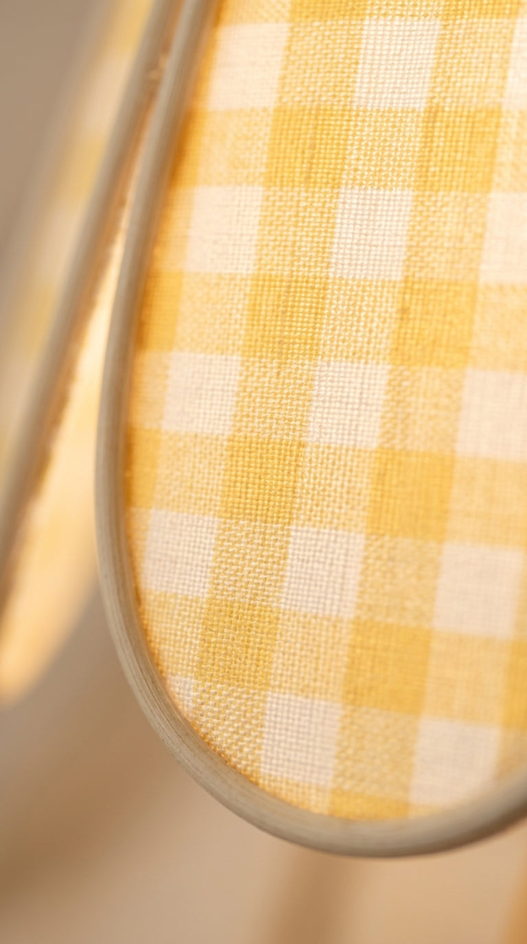 Lampe Tulipe Matin Ensoleillé – Abat-jour Motif Vichy Jaune Fait Main