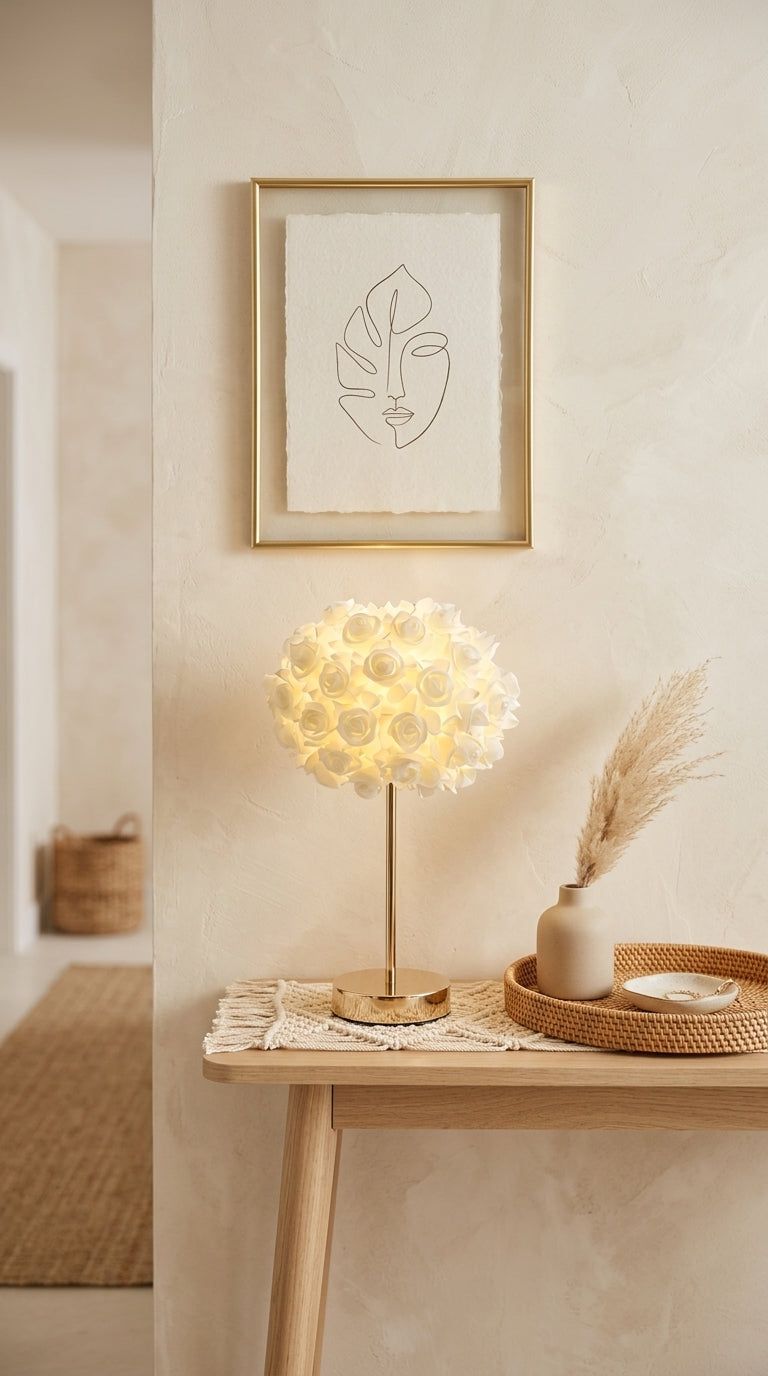 Lampe Roses Blanches – 40 cm – 3 Lumières LED