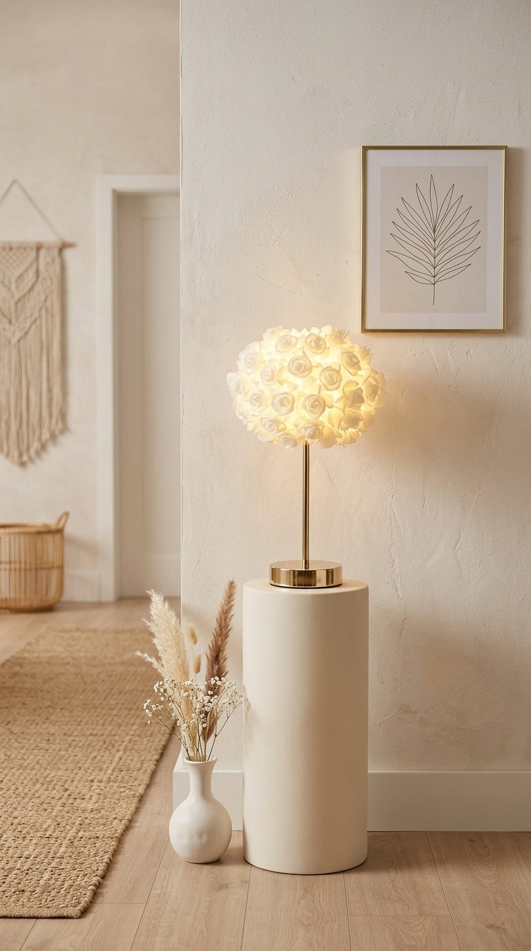 Lampe Roses Blanches – 40 cm – 3 Lumières LED