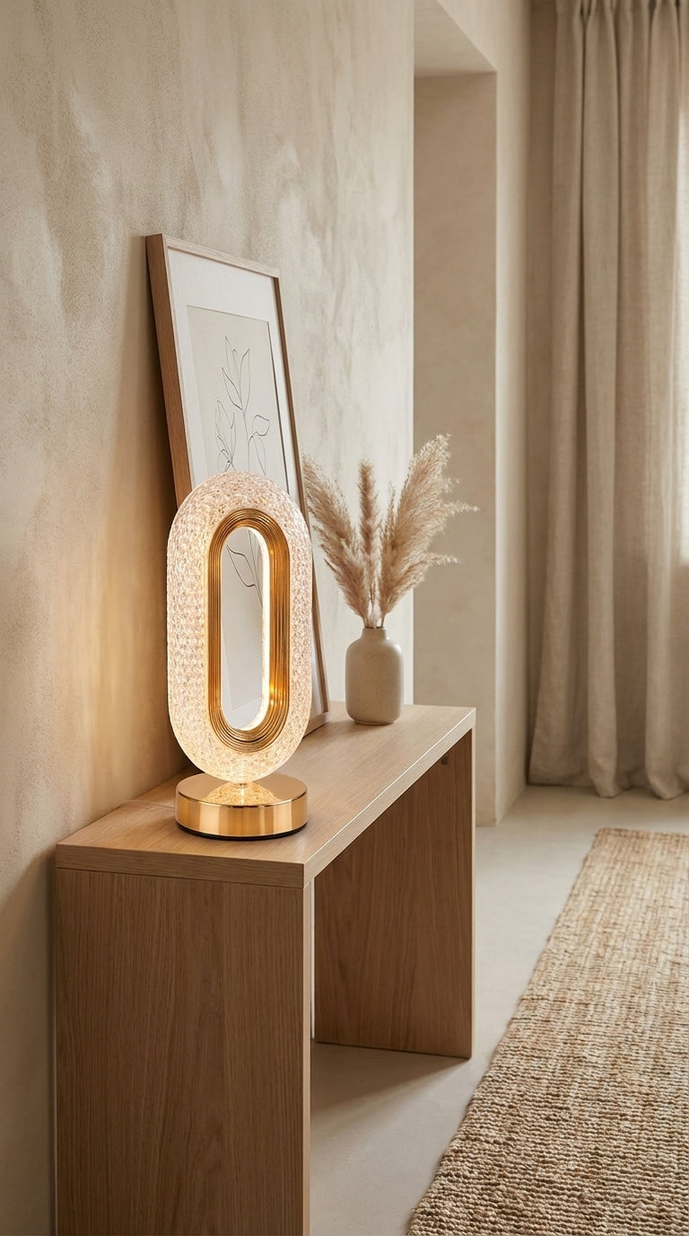 Lampe Design Cristal Doré - Lumière Moderne