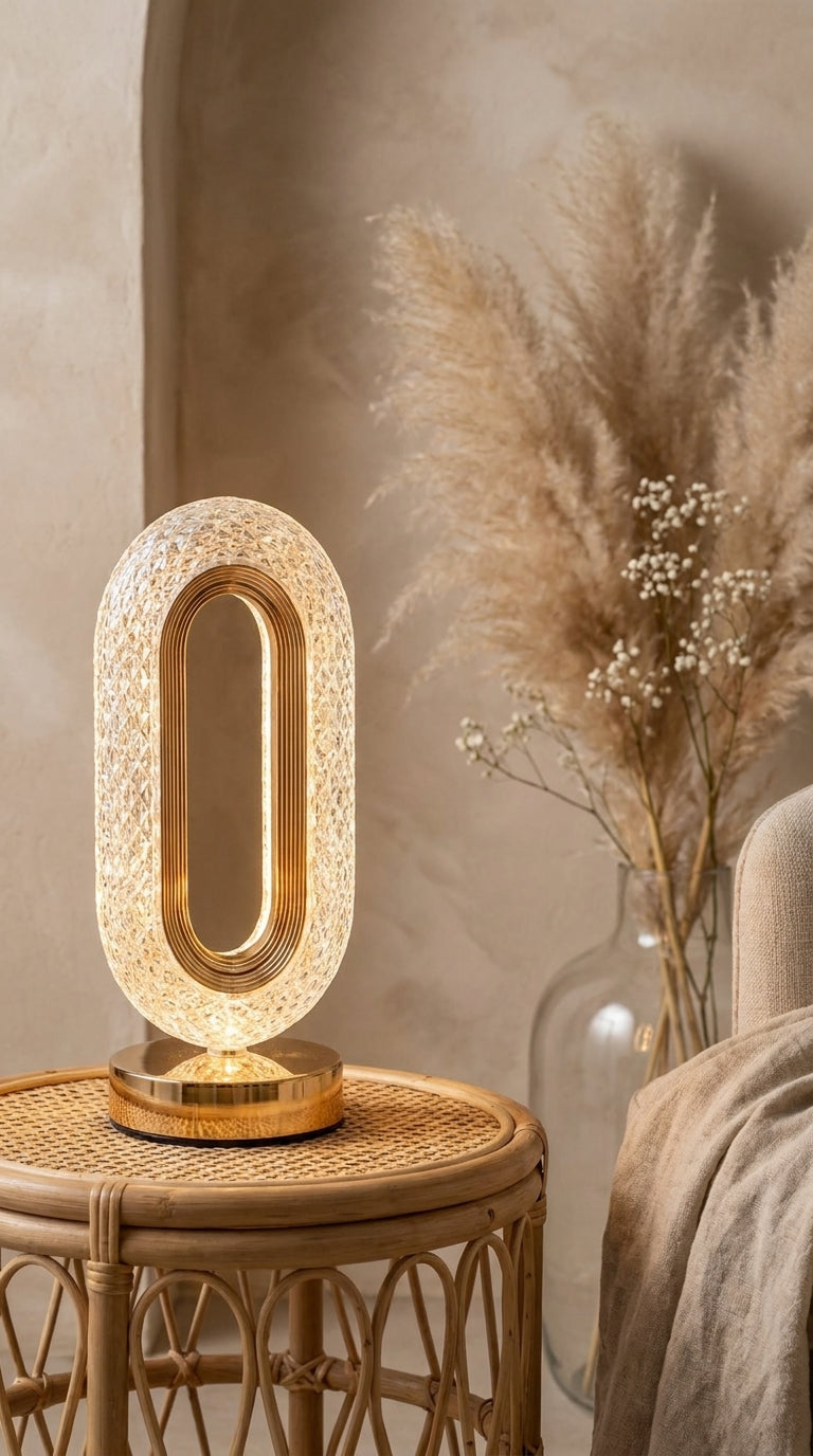 Lampe Design Cristal Doré - Lumière Moderne