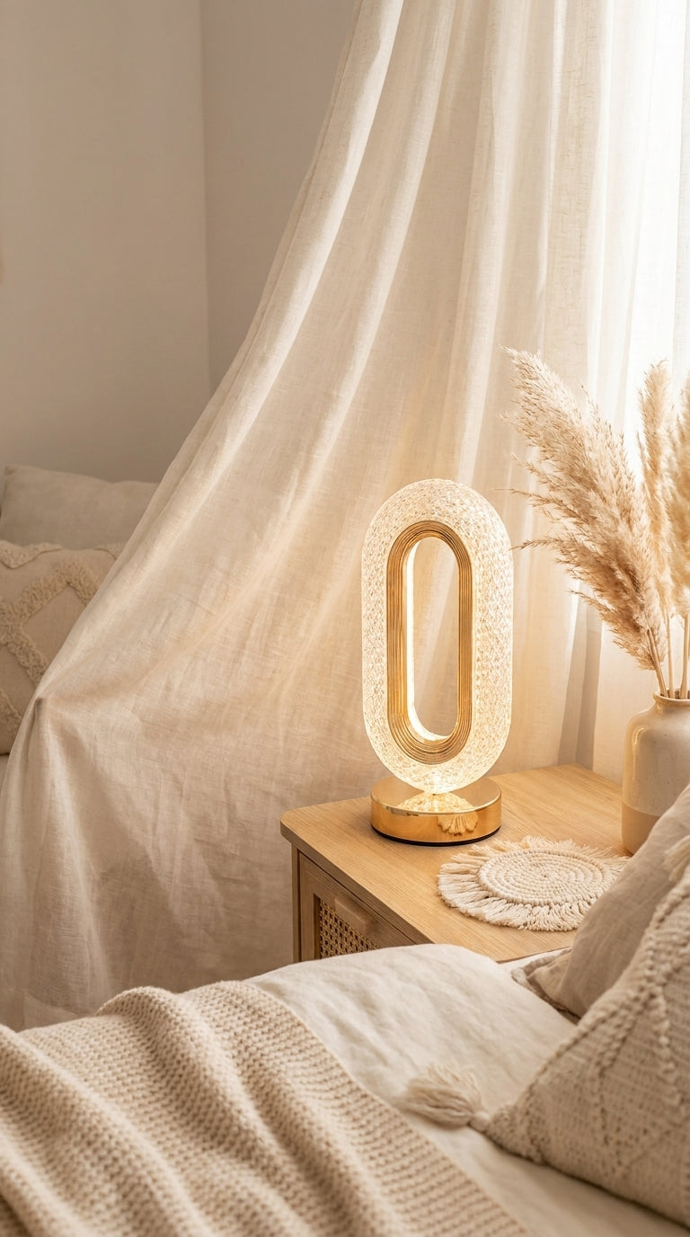 Lampe Design Cristal Doré - Lumière Moderne