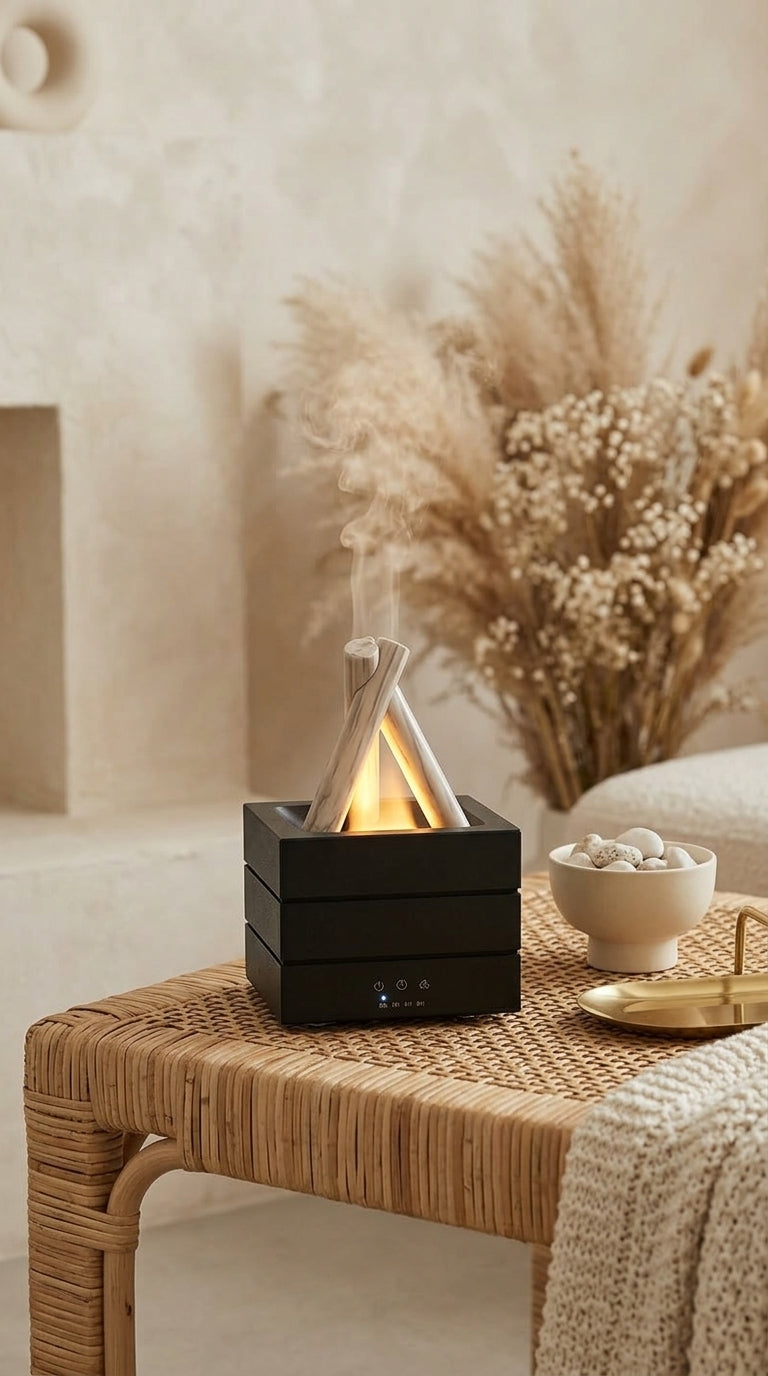 Diffuseur d’Huiles Essentielles Effet Flamme LED – 280 ml USB, Ambiance Cheminée Moderne