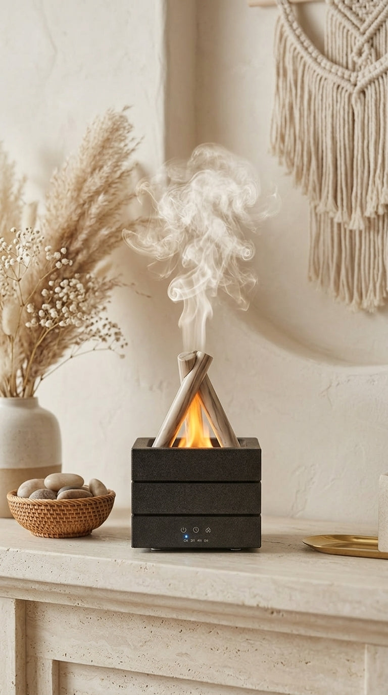 Diffuseur d’Huiles Essentielles Effet Flamme LED – 280 ml USB, Ambiance Cheminée Moderne