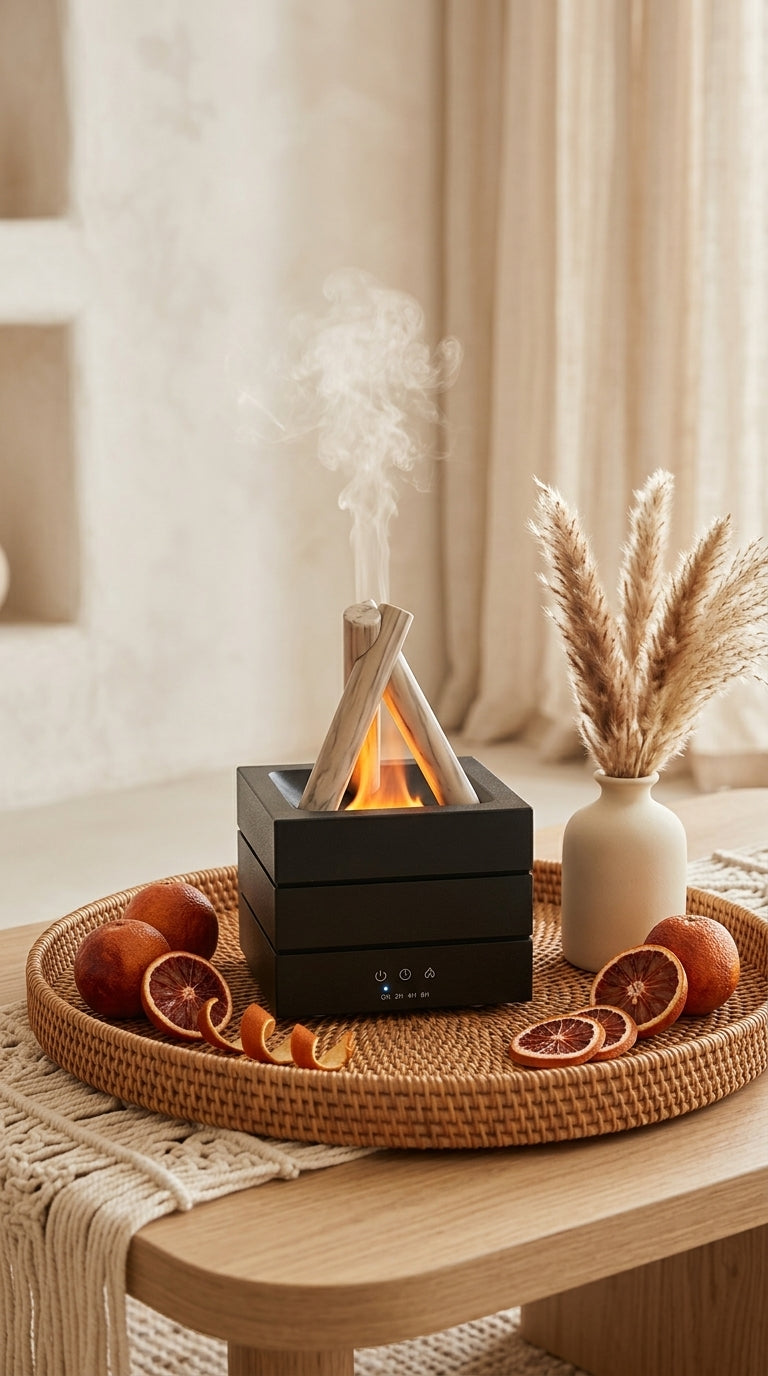 Diffuseur d’Huiles Essentielles Effet Flamme LED – 280 ml USB, Ambiance Cheminée Moderne